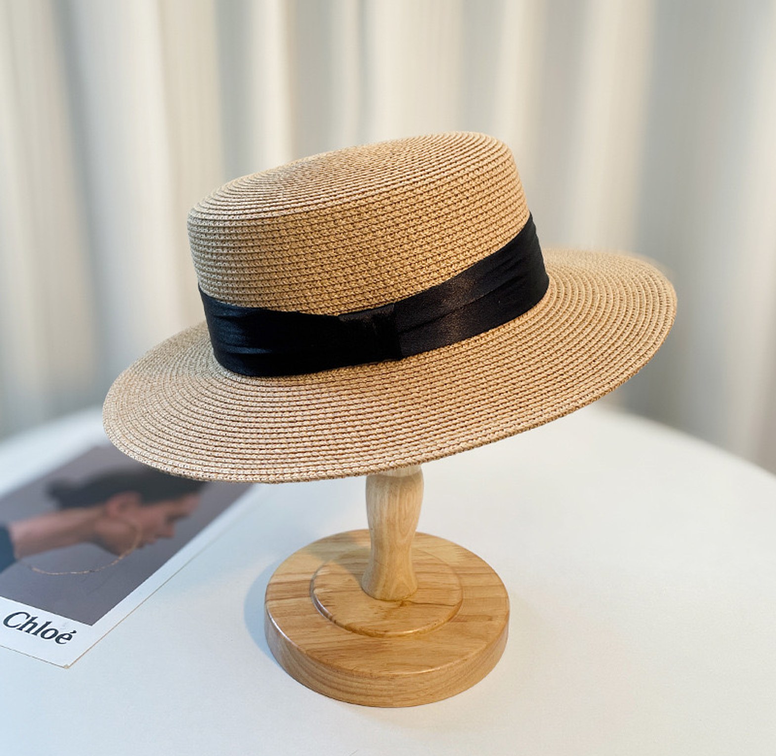 Classic Straw Boater Hat image