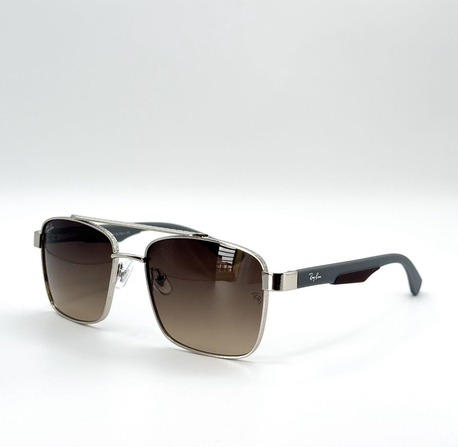 Polished Silver Metal Frame Navigator Sunglasses image