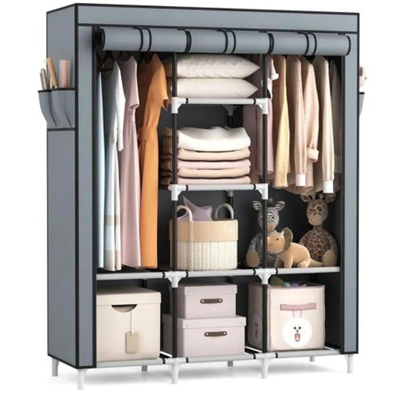 HOMMY 3 Column Metallic Wardrobe - Grey image