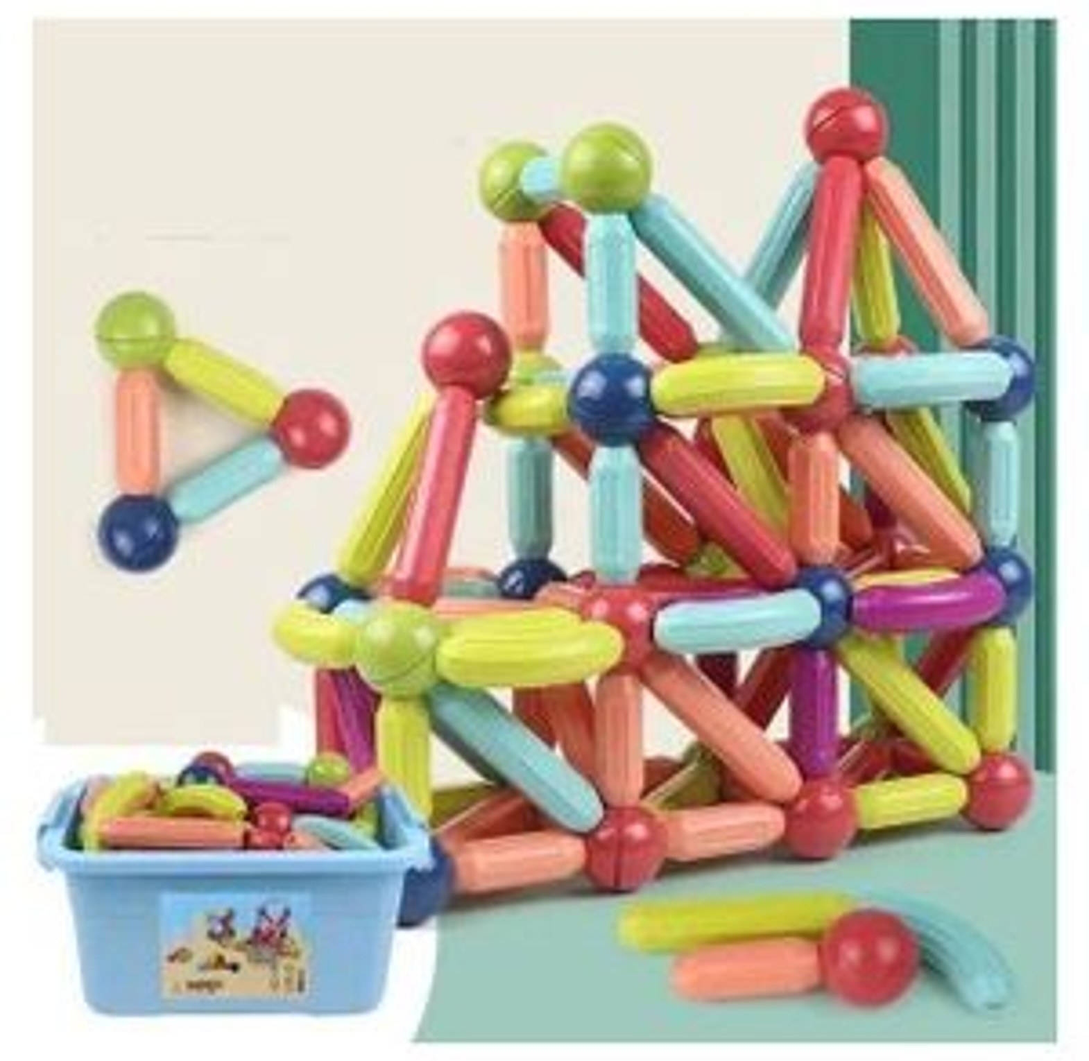 Magnetic Sticks. 96Pcs Fun Magnetic Balls And Rods Set Building Blocks Magnets For Kids, Learning & Education Toys, Magnetic Sticks Blocks, Montessori Toys For Kids. PLS WATH THE VIDEO BELOW image