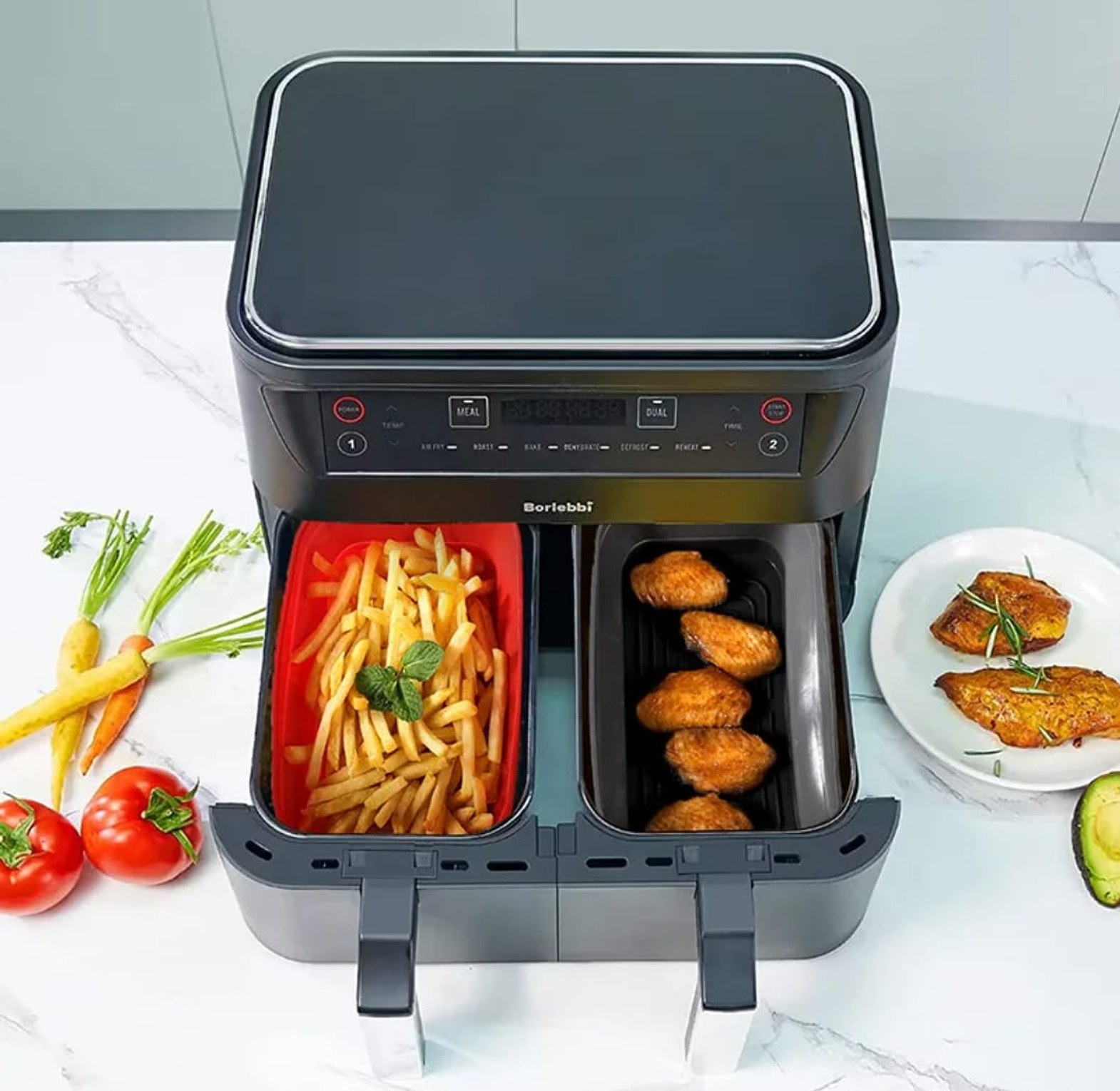 Premium Rectangular Silicone Air Fryer Liner and Reusable Baking Basket image