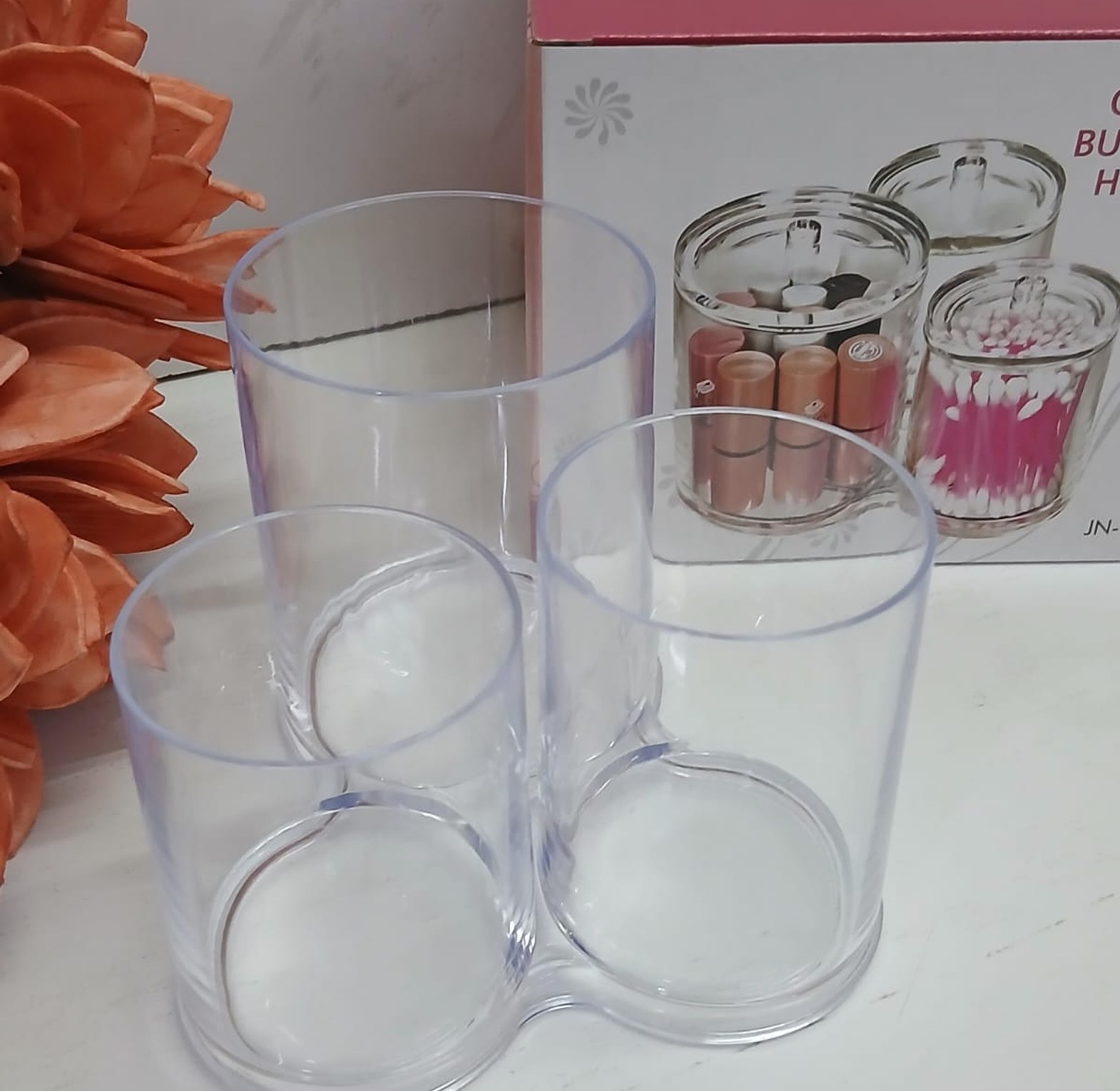 Clear Acrylic 3-Compartment Makeup Brush Organizer and Cosmetic Holder – Premium Vanity Storage Unit  image