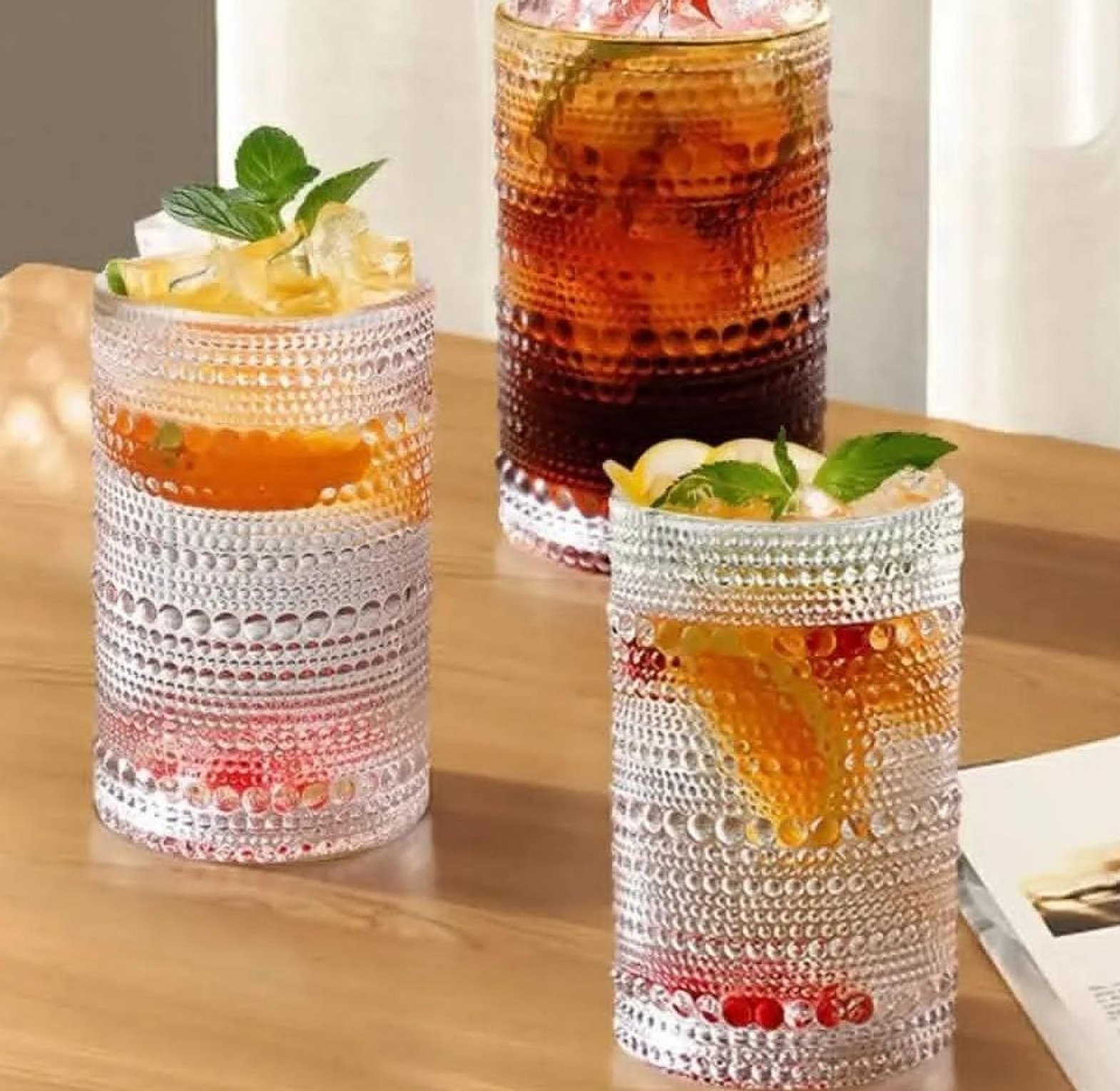 High borosilicate embossed water/juice glasses Capacity: 360ml image