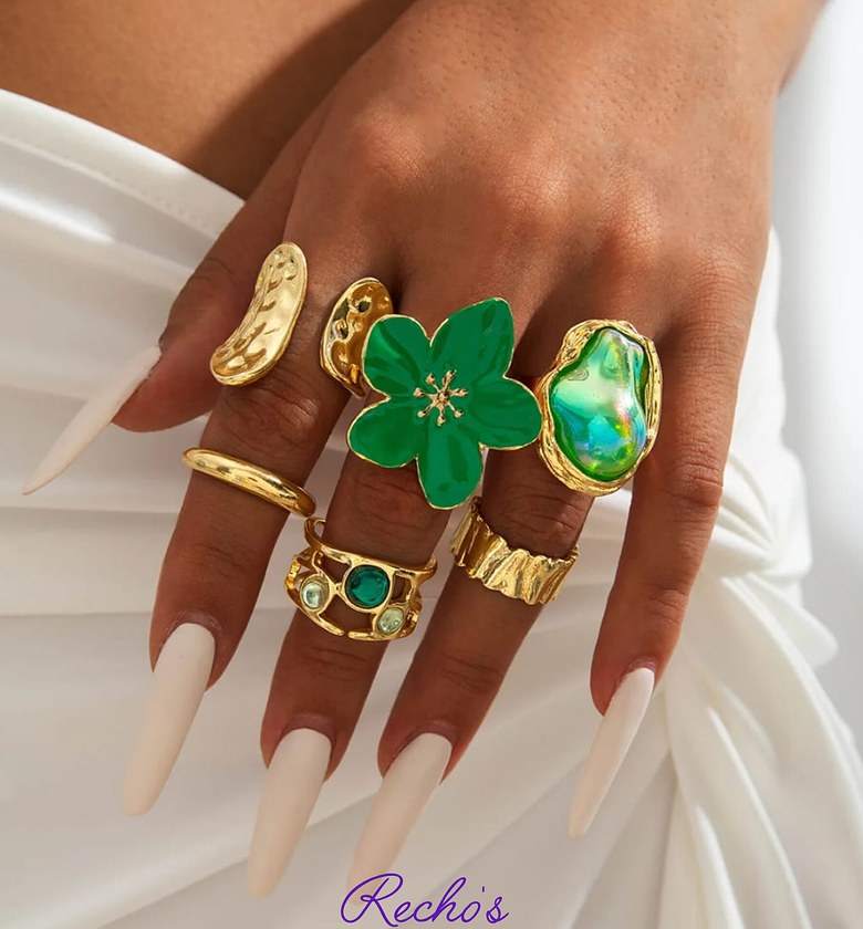 Green flower ringset  image
