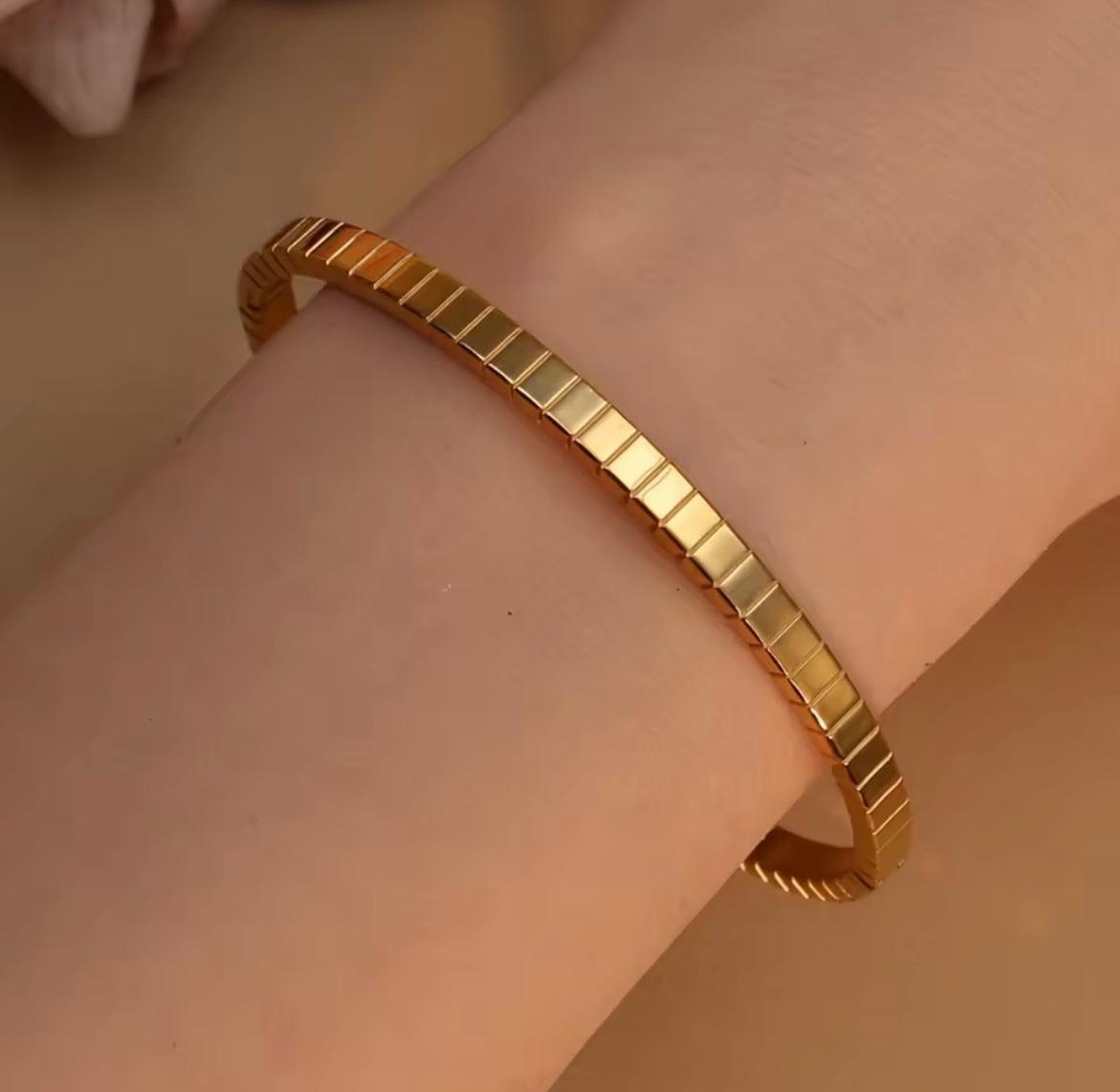 Geometric Segment Gold Bangle image