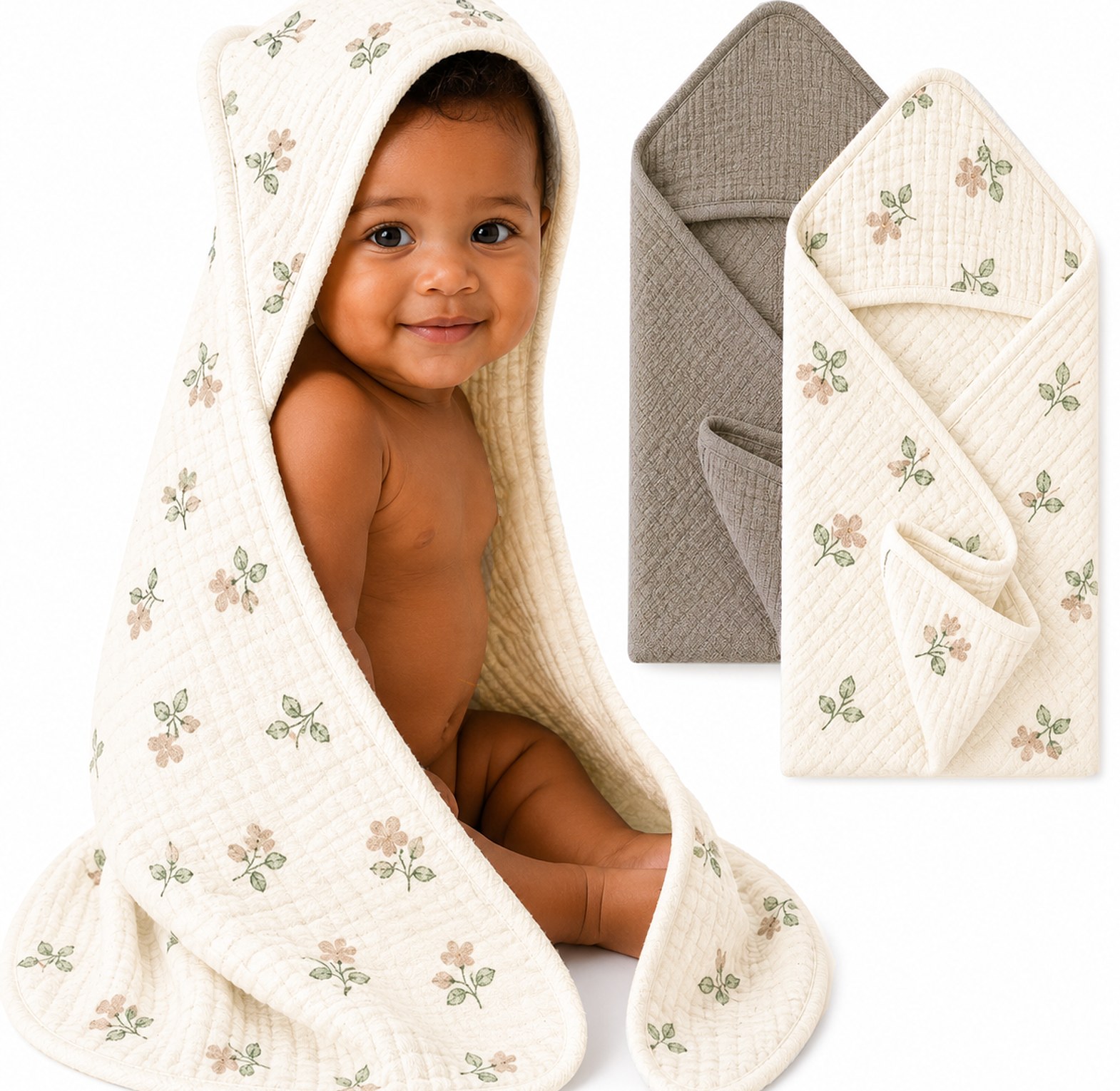 Premium Muslin Cotton Hooded Baby Towel image