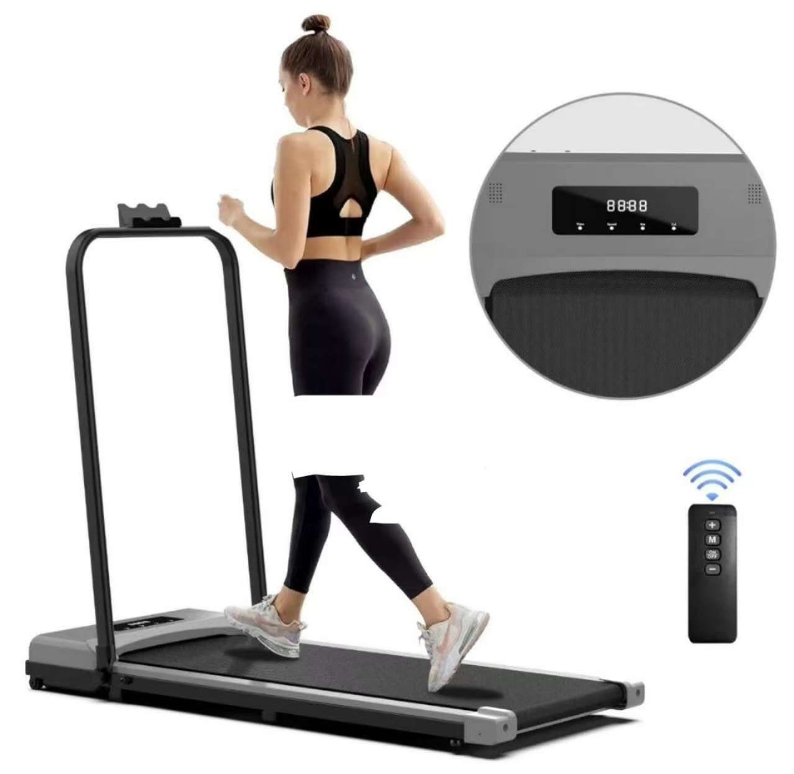 8-Speed Foldable Walking Pad Treadmill with Handlebars image