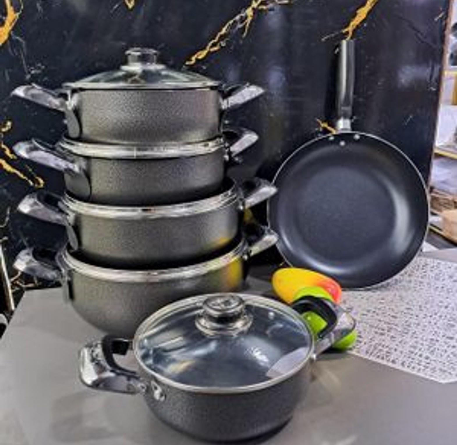 JP Jamespot 10Pcs Heavy Non-Stick Granite Cooking Pot/Sufuria With Pan Cookware set Jamespot. image