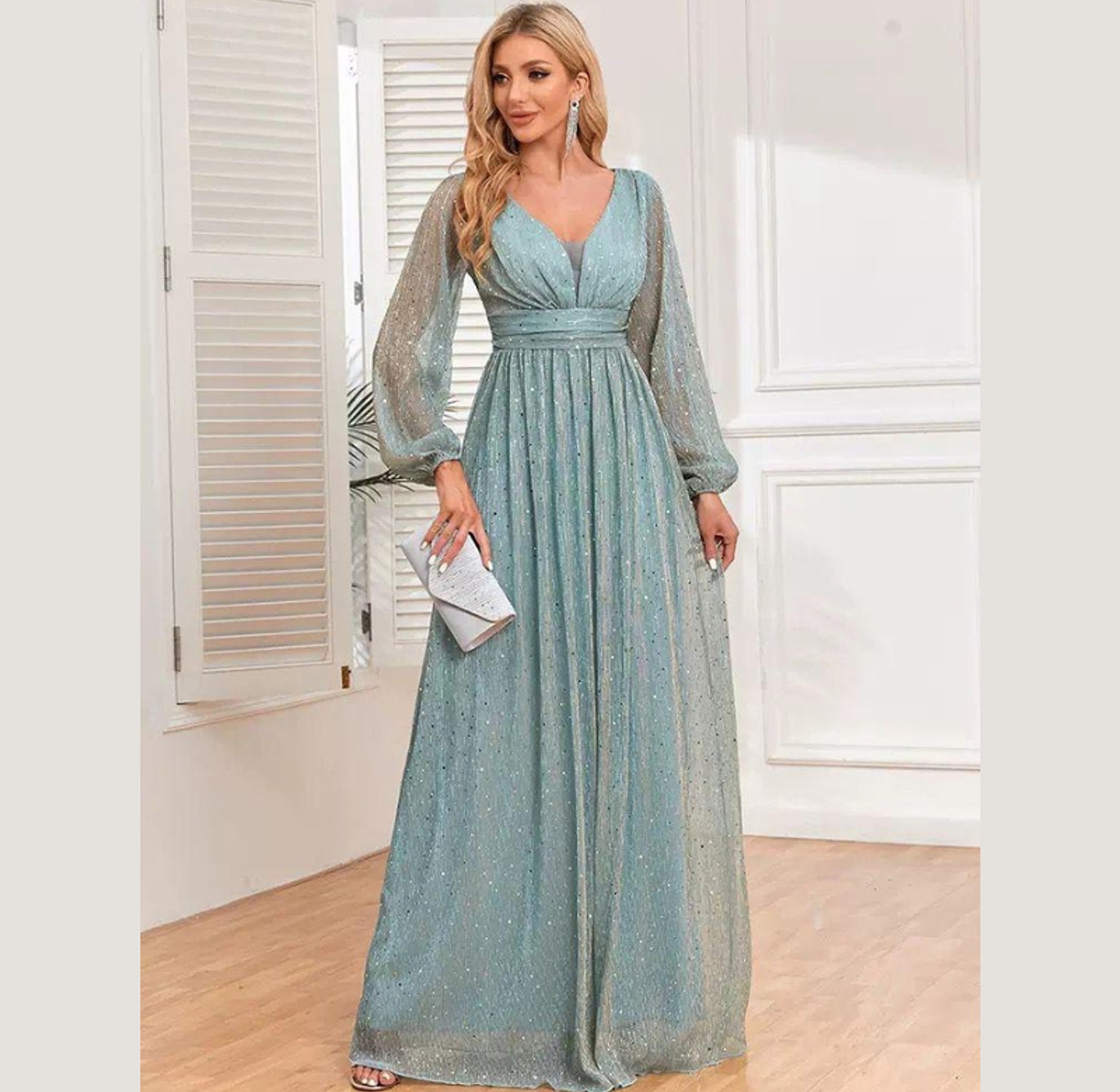 Starlight Chiffon Balloon Sleeve Gown image