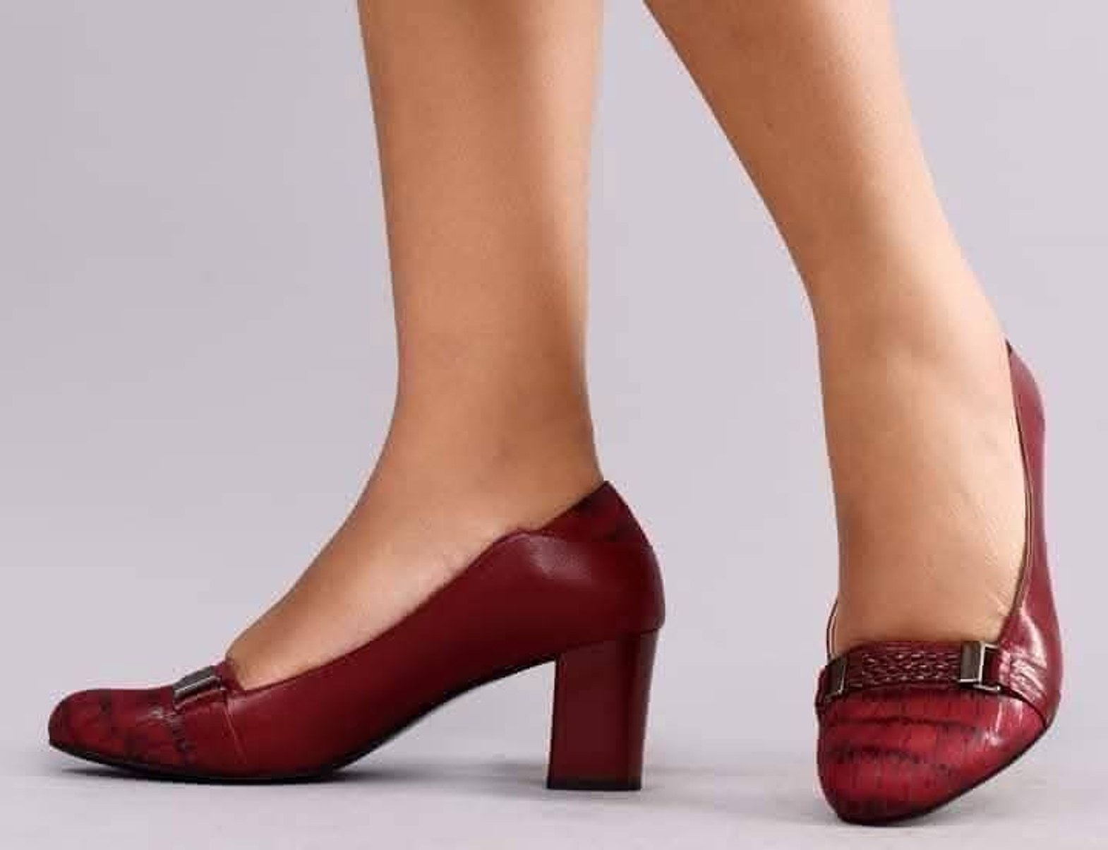 Turkish Pure Leather Mkeka Maroon Statement Shoes image