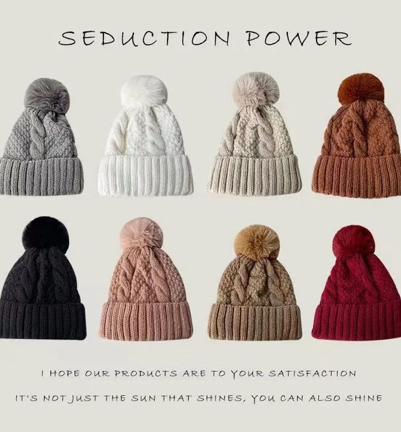 Winter Knitted Hat Fleece Lined Warm image