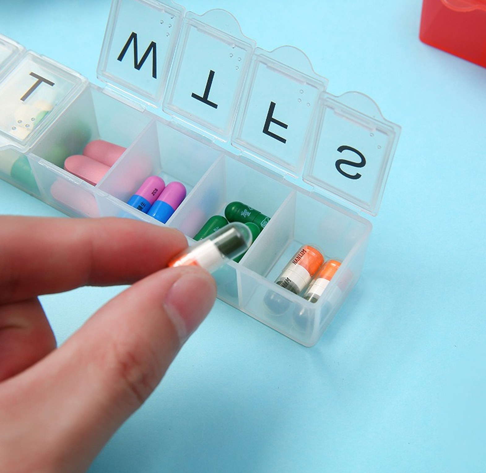 7-Day Weekly Pill Box Organizer with Snap-Lock Lids - Portable Medicine & Supplement Case for Daily Dosage Management image