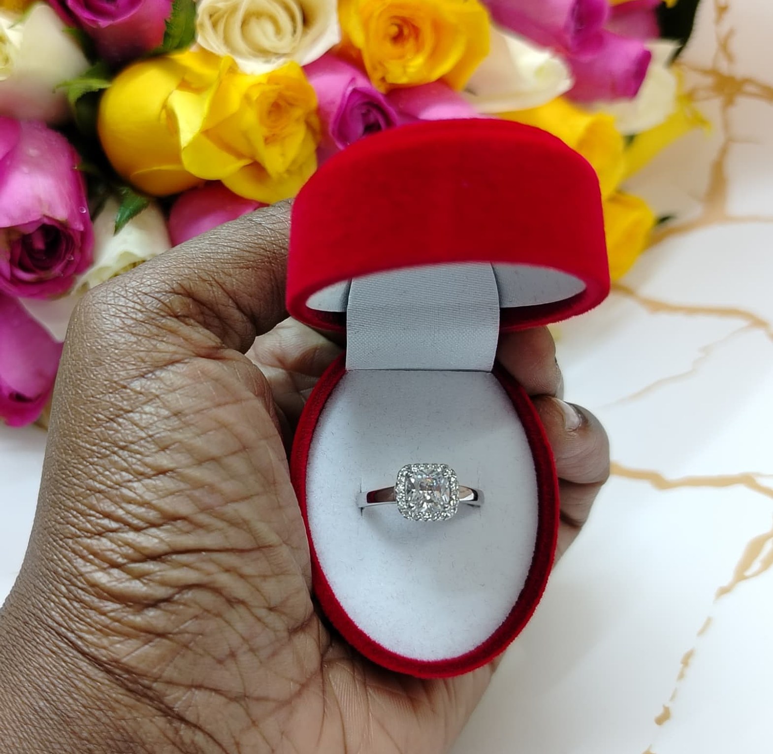 Elegant Square Sterling Silver Engagement Ring  image