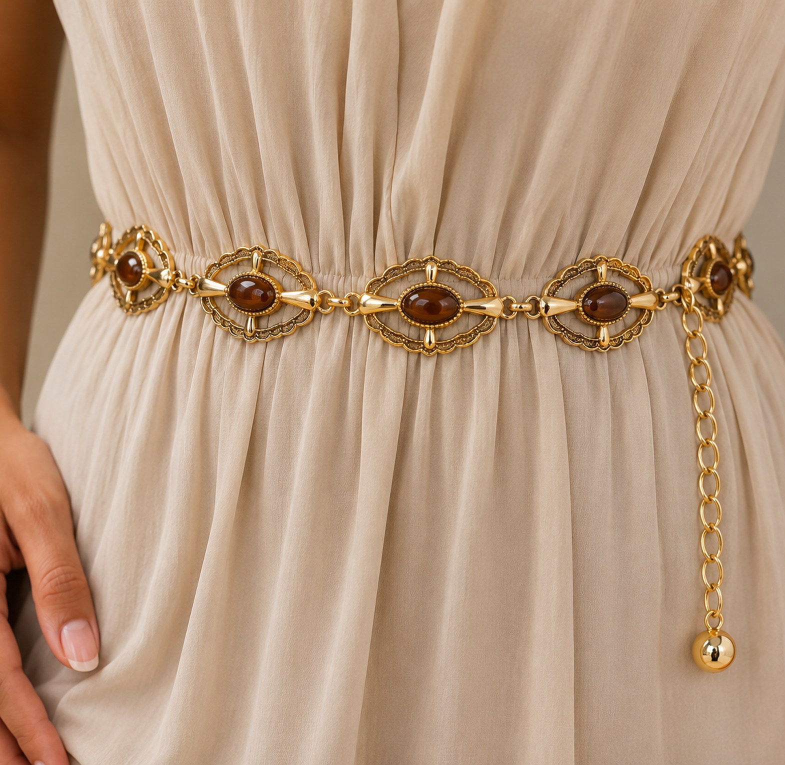 Vintage Gold Stone Waist Belt image