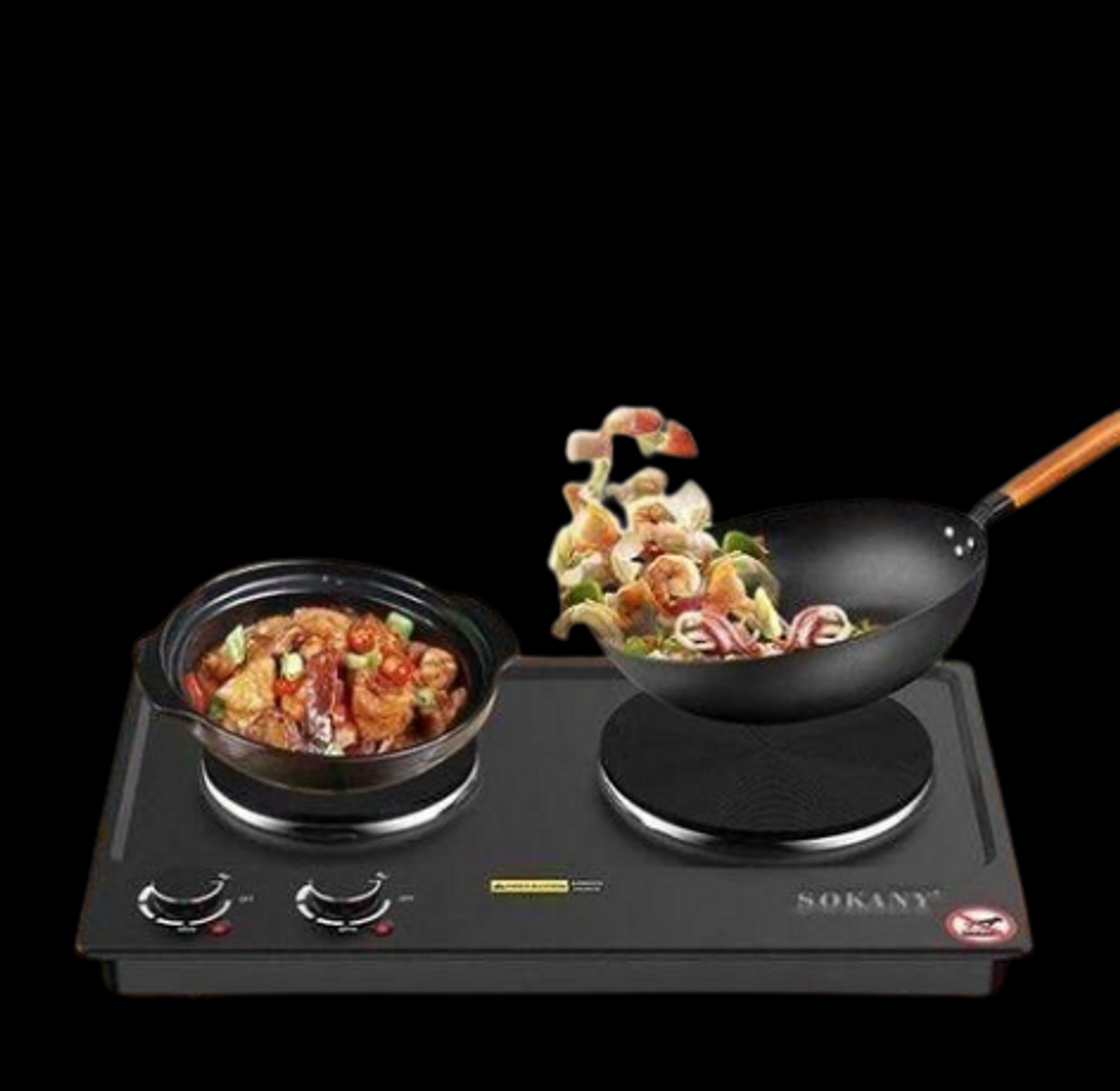 Sokany 2 Burner Electric Stove, 2500W Compact Double Hot plate image
