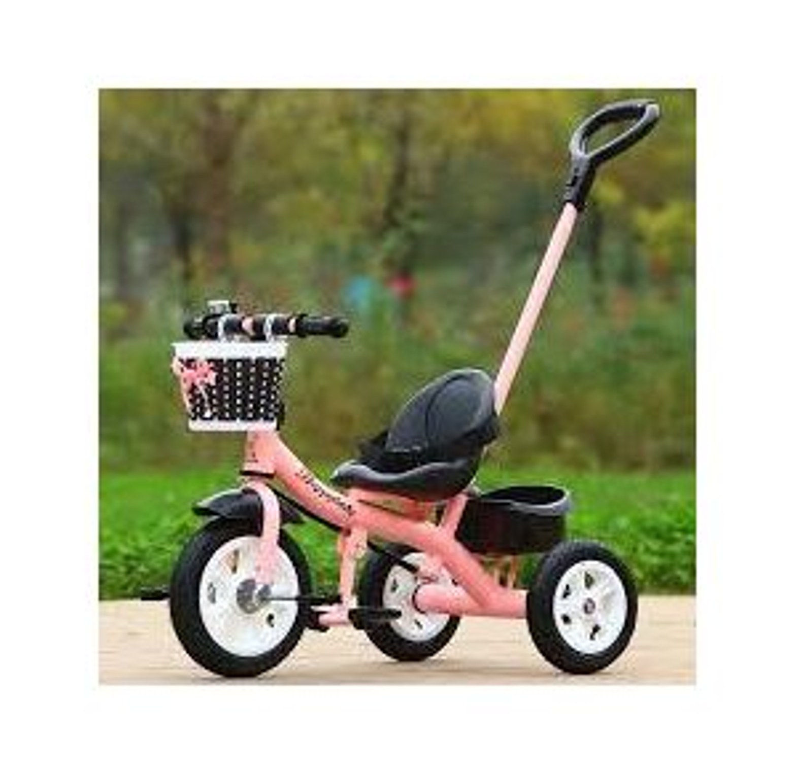 Tricycle.  KIDS TRICYLES WITH A PUSH HANDLE CHILDREN BICYCLES AGE 0 TO 4 YEARS With A Belt To Prevent  Your baby from Falling image