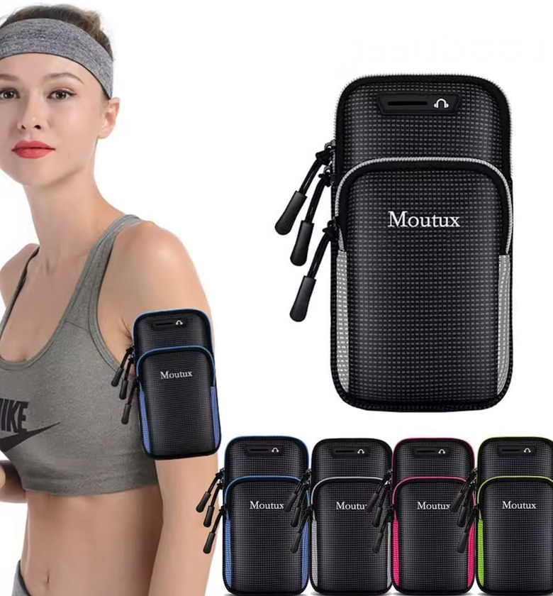 Moutux Waterproof Sports Running Armband Phone Holder Pouch Bag with Earphone Hole for Gym Jogging & Cycling image