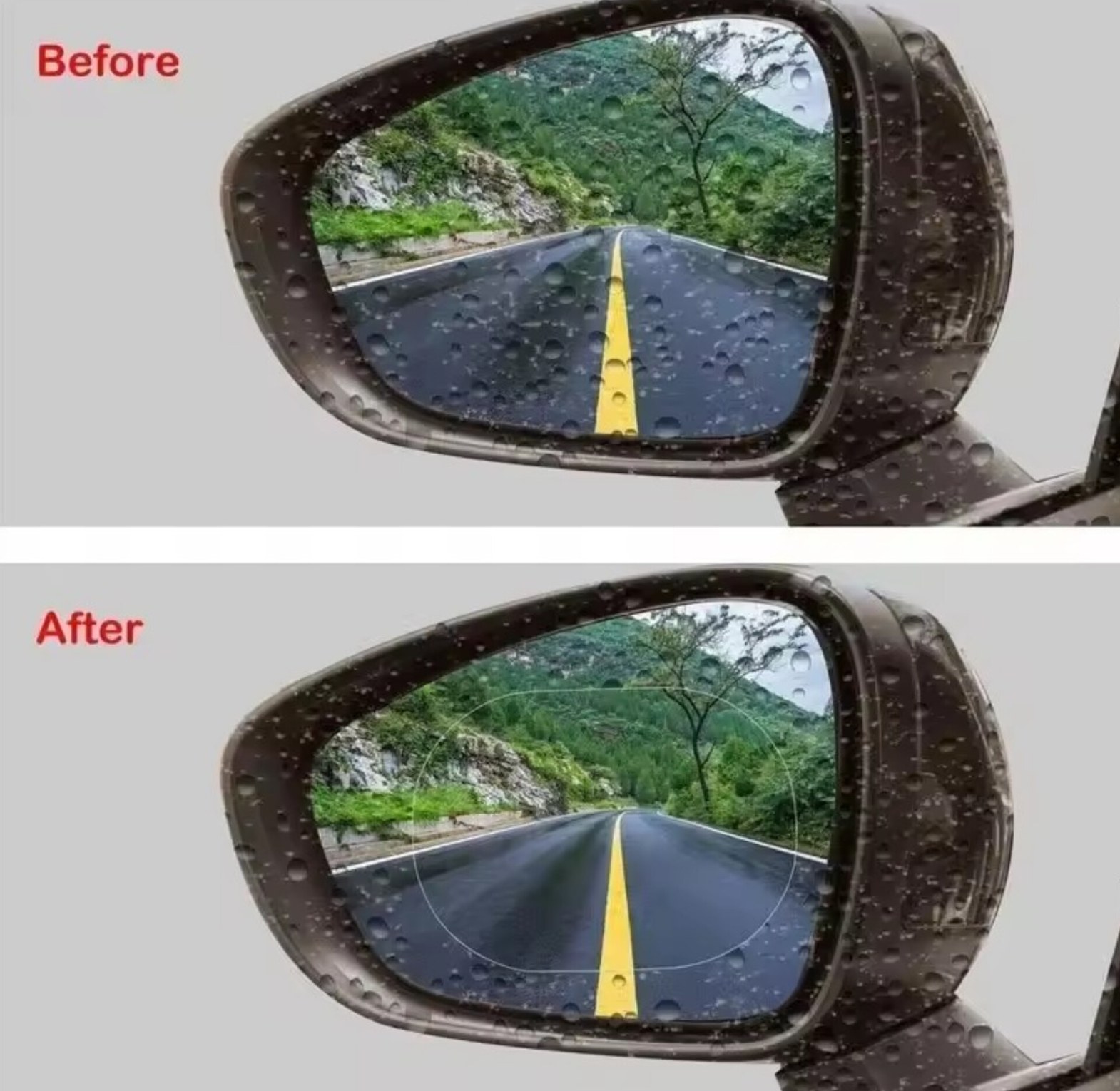 Universal Car Rearview Mirror Rainproof & Anti-Fog Protective Film (2 Pcs) - Waterproof Anti-Glare Nano Coating for Safe Driving image