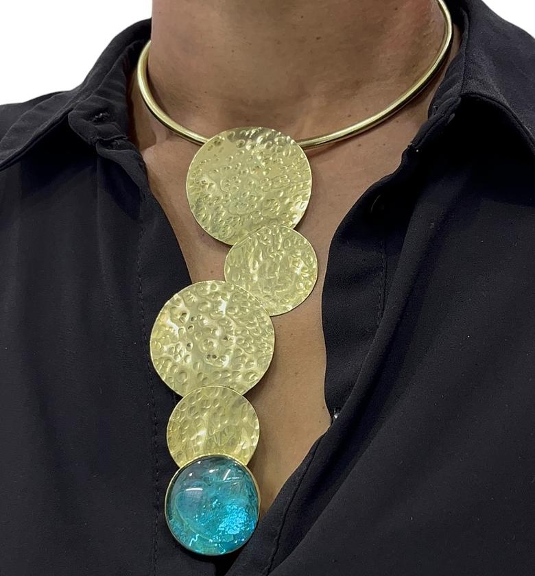 Hammered Disc  Brass Choker image
