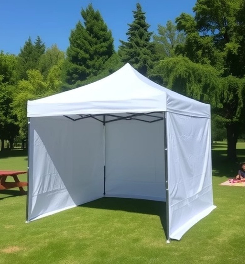3m x 3m Pop Up Gazebo Canopy Tent with 3 Sidewalls – Waterproof Outdoor Event Shelter, White image