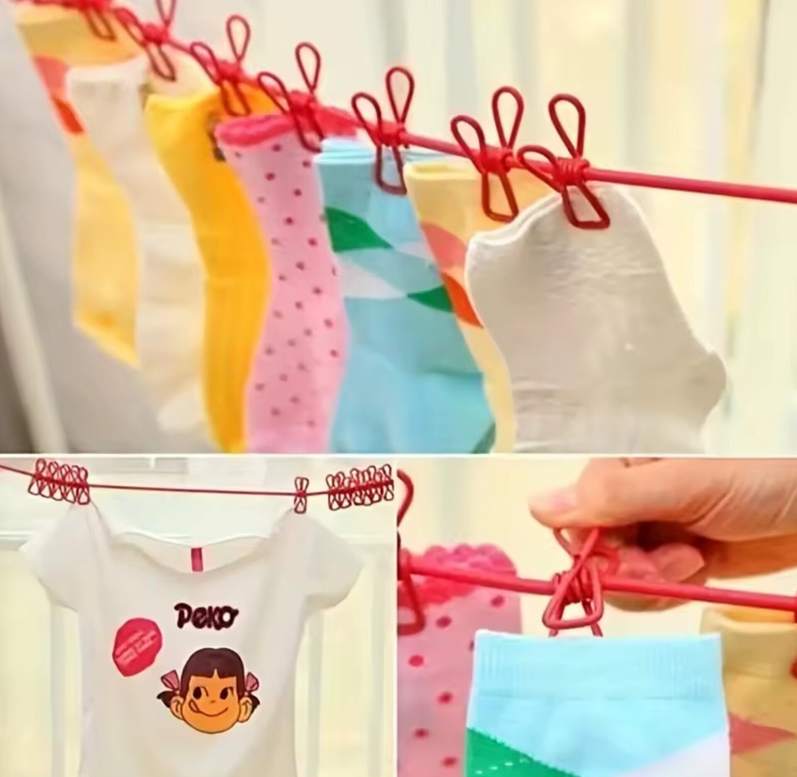 Stretchy Cloth Line With 12 Pegs image