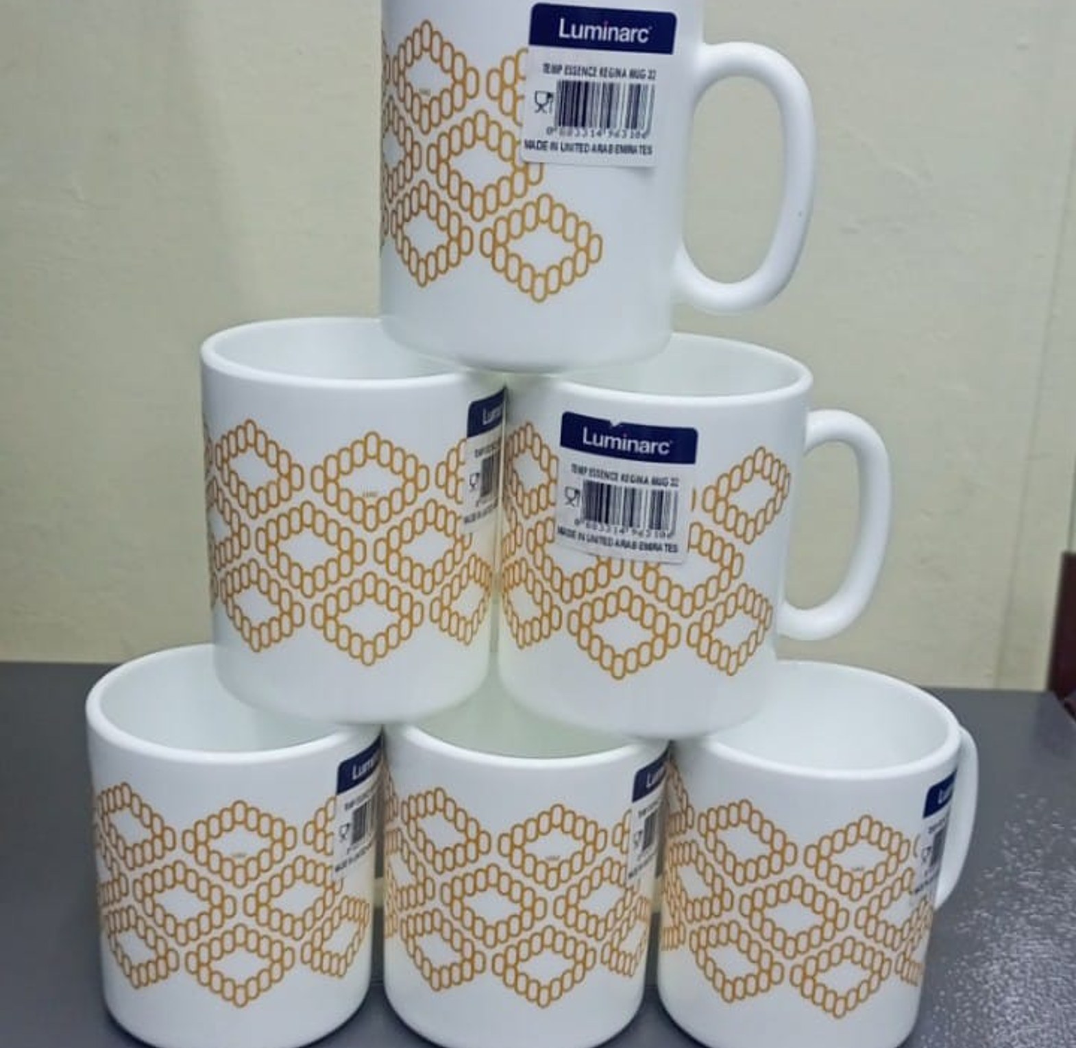 Luminarc 6 pc plain white mugs image