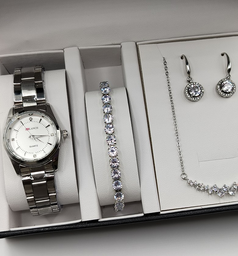 Watch & Jewelry Gift Set with watch, bracelet, necklace and earrings  image