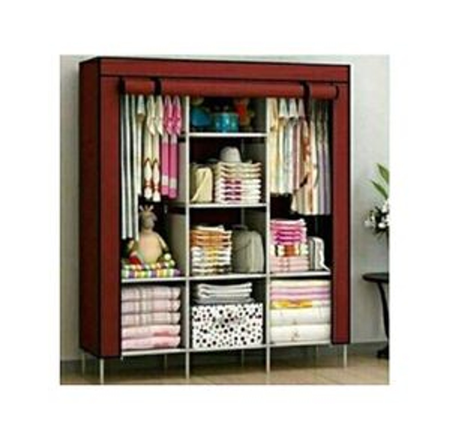 Wardrobe. TC 3 Column Metallic Portable Wardrobe image