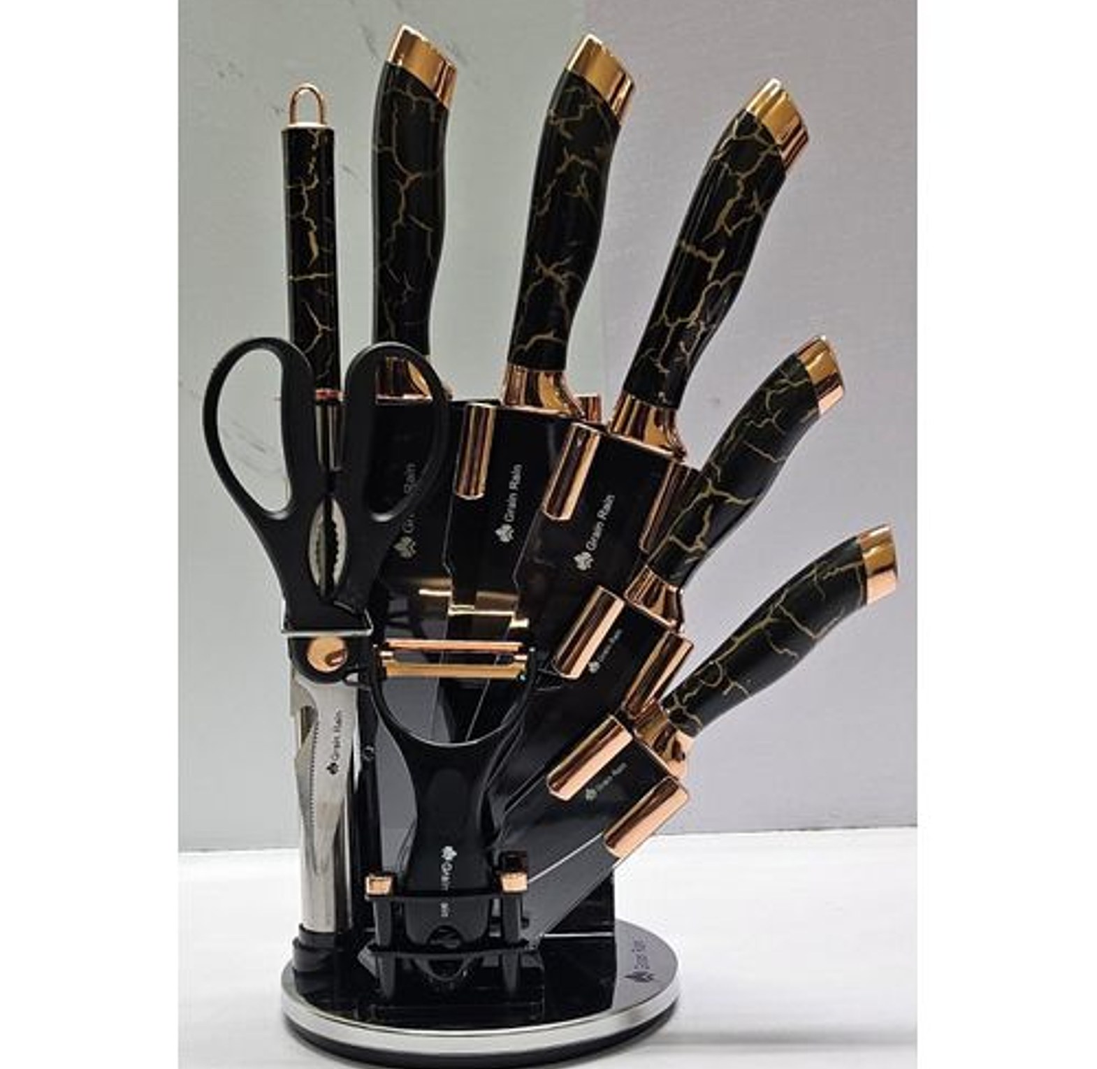 MARBLE BLACK CHEESE 9PC KNIFE SET, CERAMIC HANDLE image