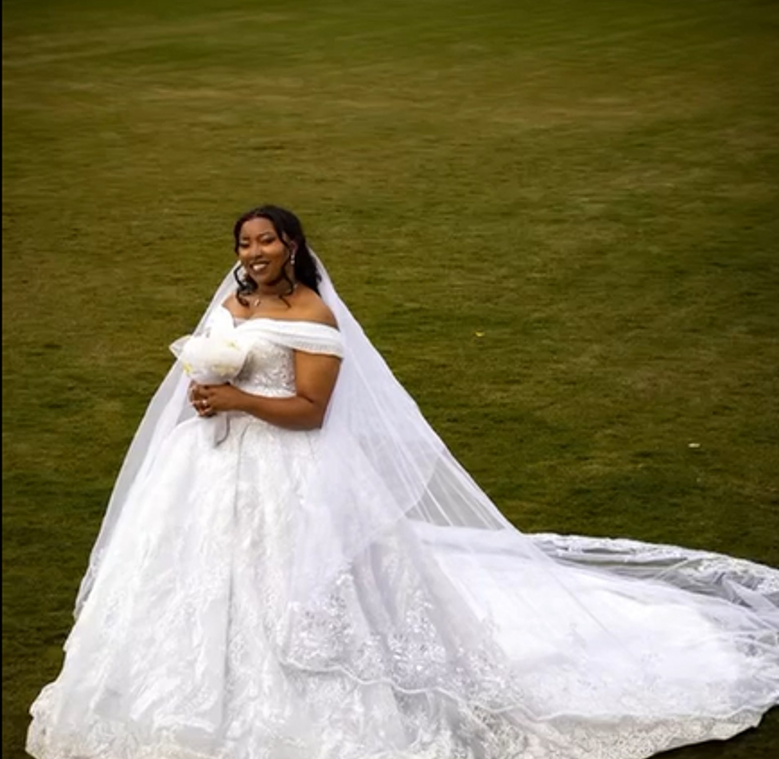 Regal Off-Shoulder Cathedral Gown - FOR HIRE image