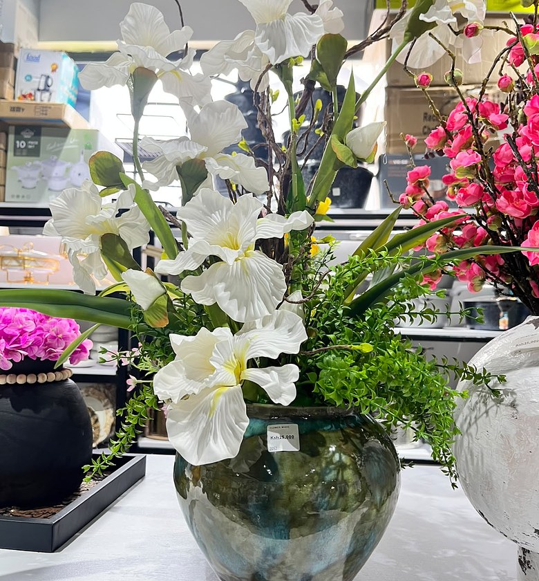 Green and White Floral Arrangement image