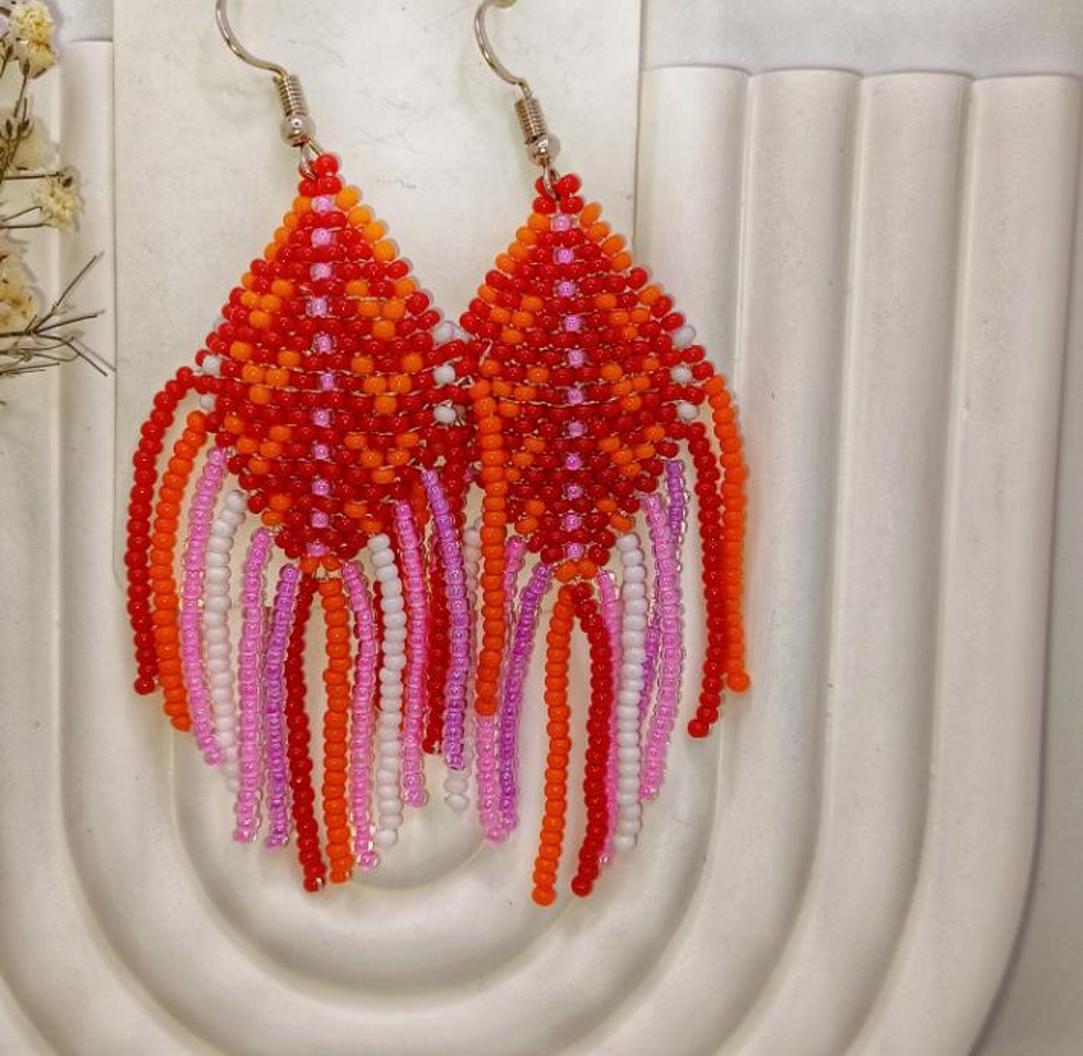 Handmade colourful beads earrings  image