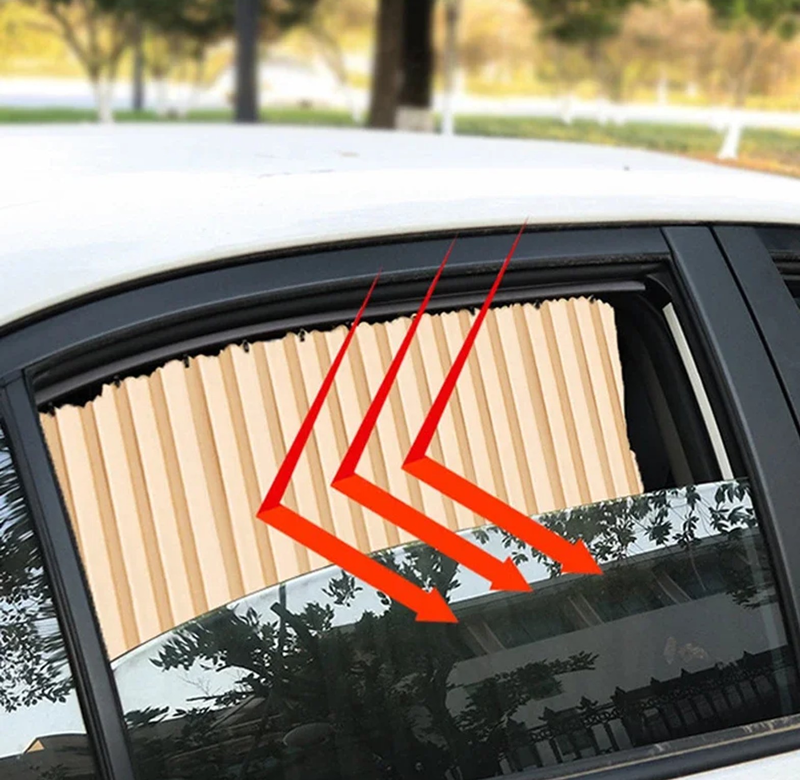 Universal Magnetic Pleated Car Window Sunshades - UV Protection & Privacy Curtains for All Cars (Set of 4) image