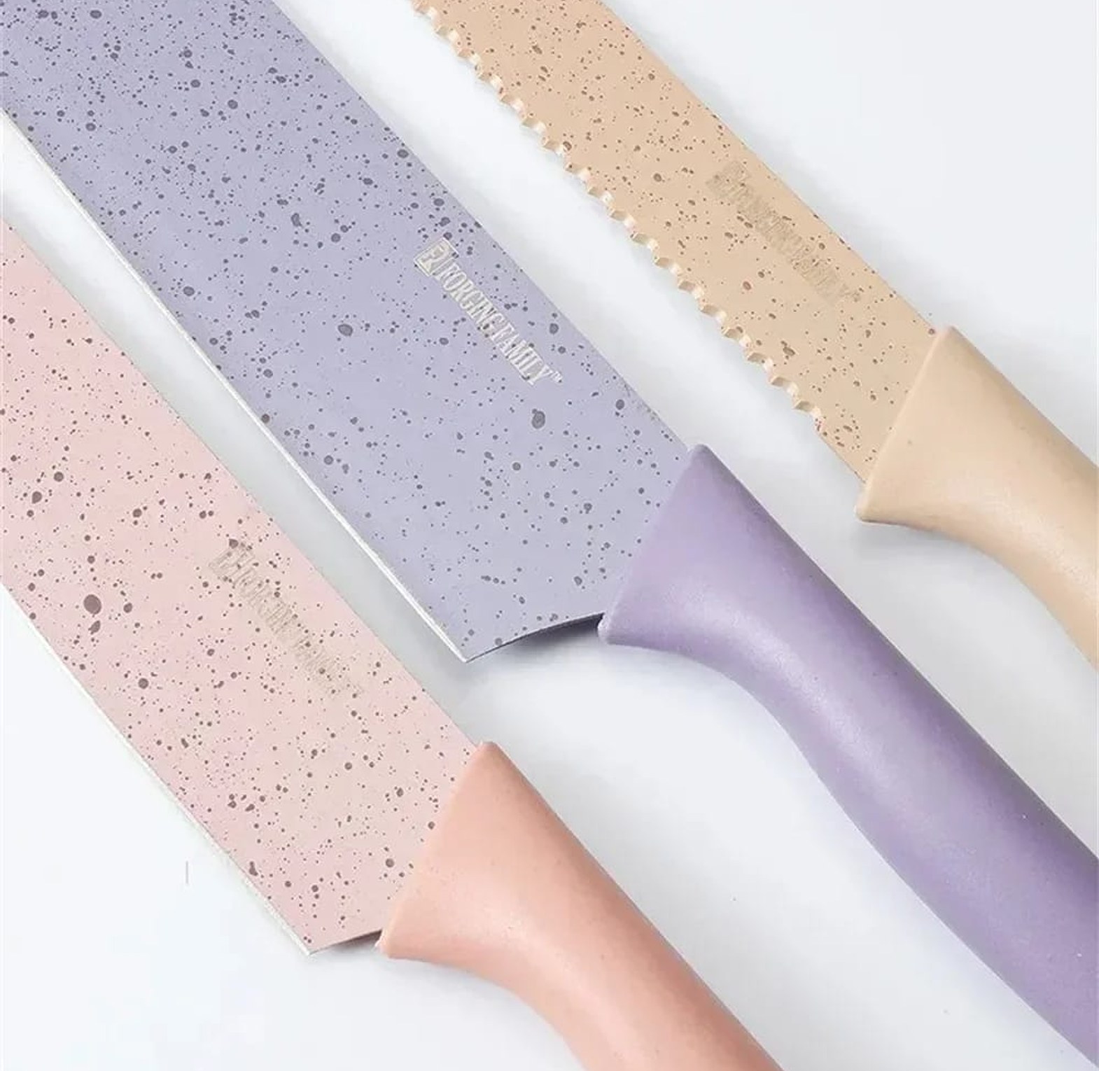 Six-piece macaroon-colored stainless steel knife set image