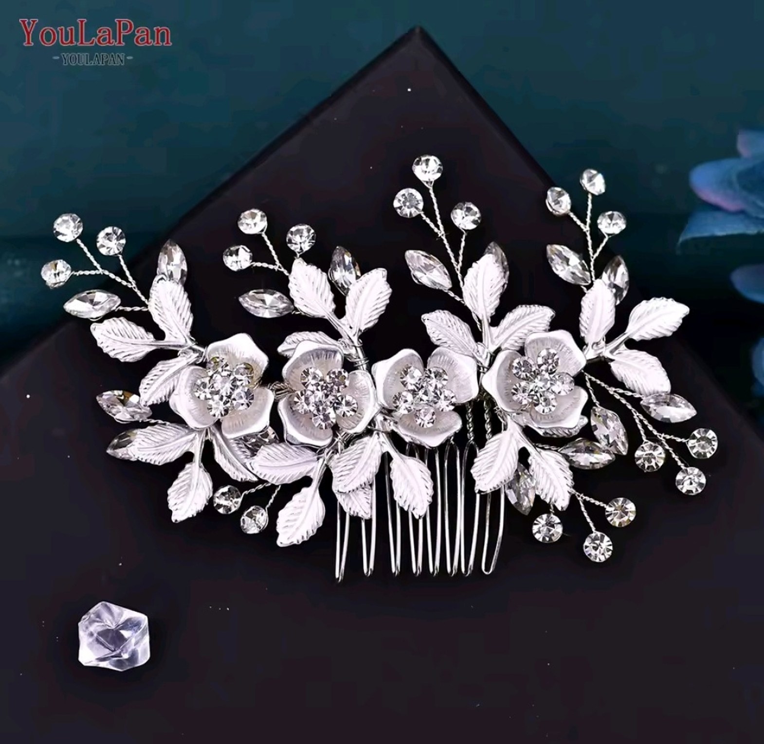 Sparkling silver bridal Hair comb  image