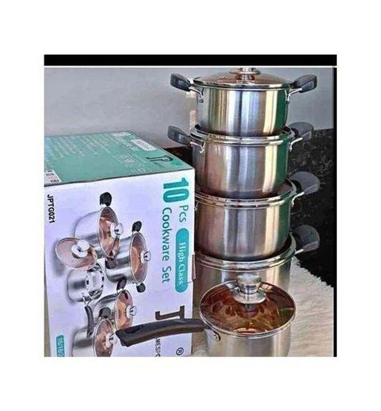 JP Jamesport Heavy duty induction base 10 PCS Stainless Steel Cookware Set Cooking Pots/sufuria image