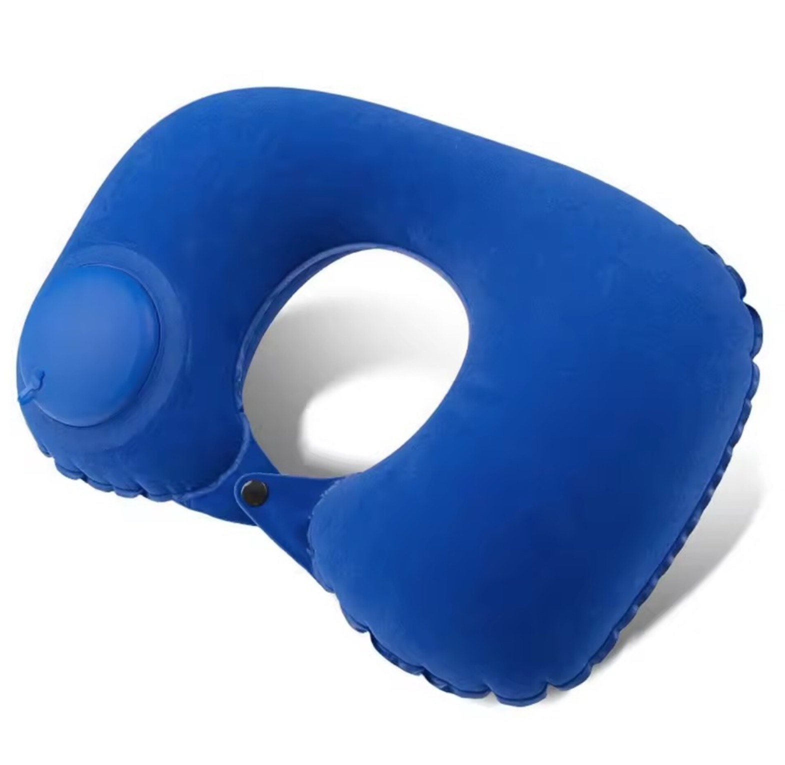 Inflatable Travel Neck Pillow with Built-in Pump & Soft Velvet Cover for SGR, Flight & Bus Travel - Ergonomic Portable Neck Support image