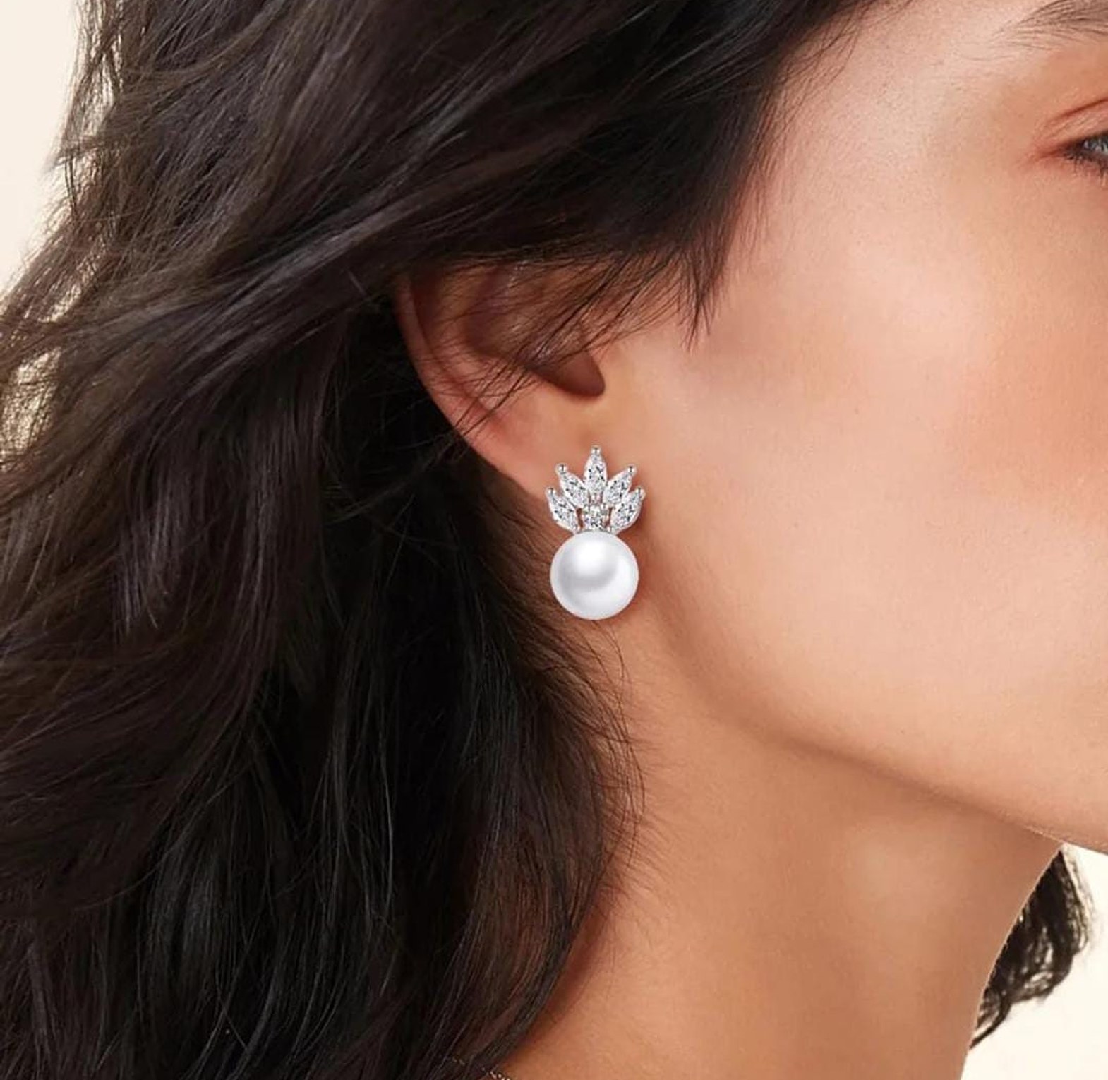 Pearl Cubic Zirconia studs image
