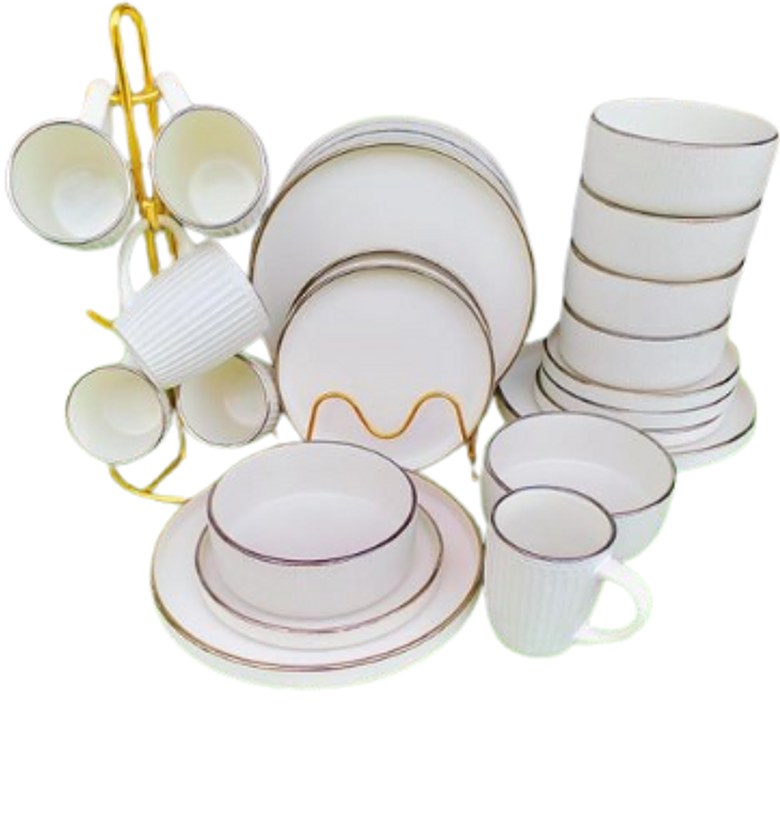 24 Piece White Ceramic Dinnerware Set  image