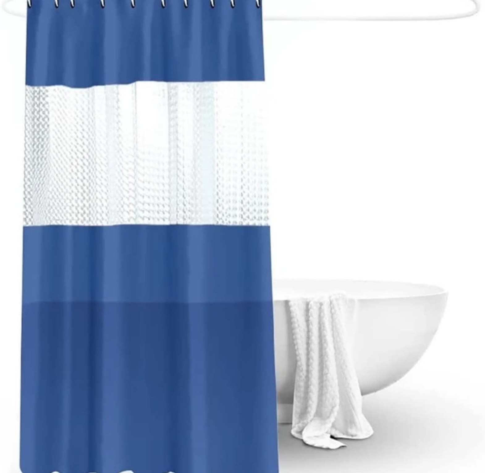 Premium Waterproof Shower Curtain with Translucent Light-Filtering Panel image