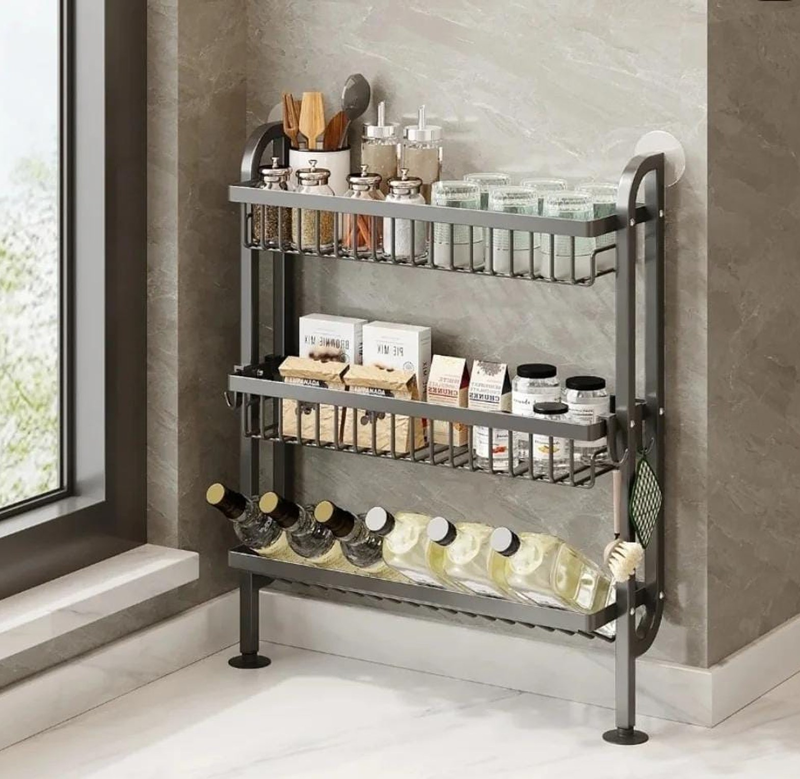 3-Tier Wall-Mounted Kitchen Storage Rack image