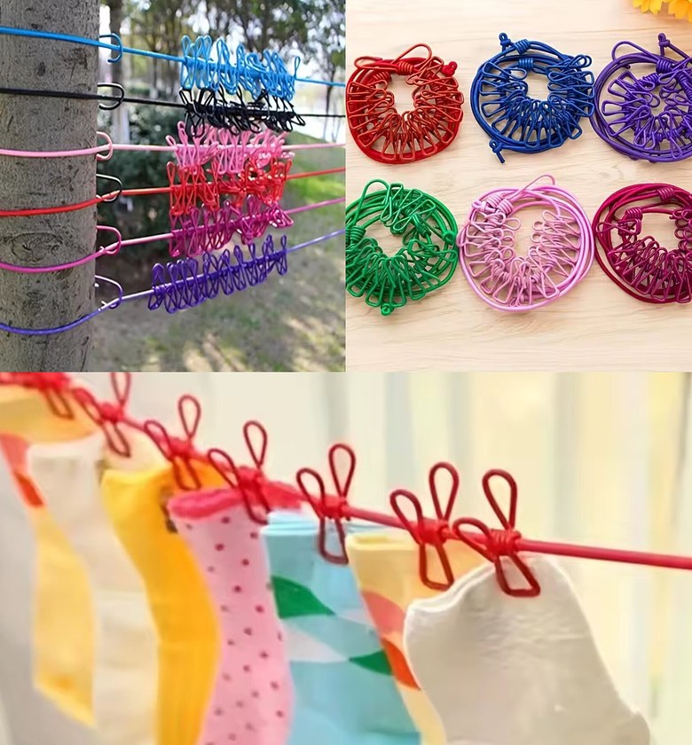 Stretchy Cloth Line With 12 Pegs image