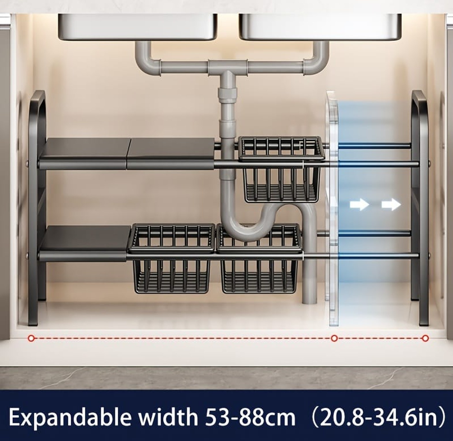 Under the sink adjustable 2 tier rack  image