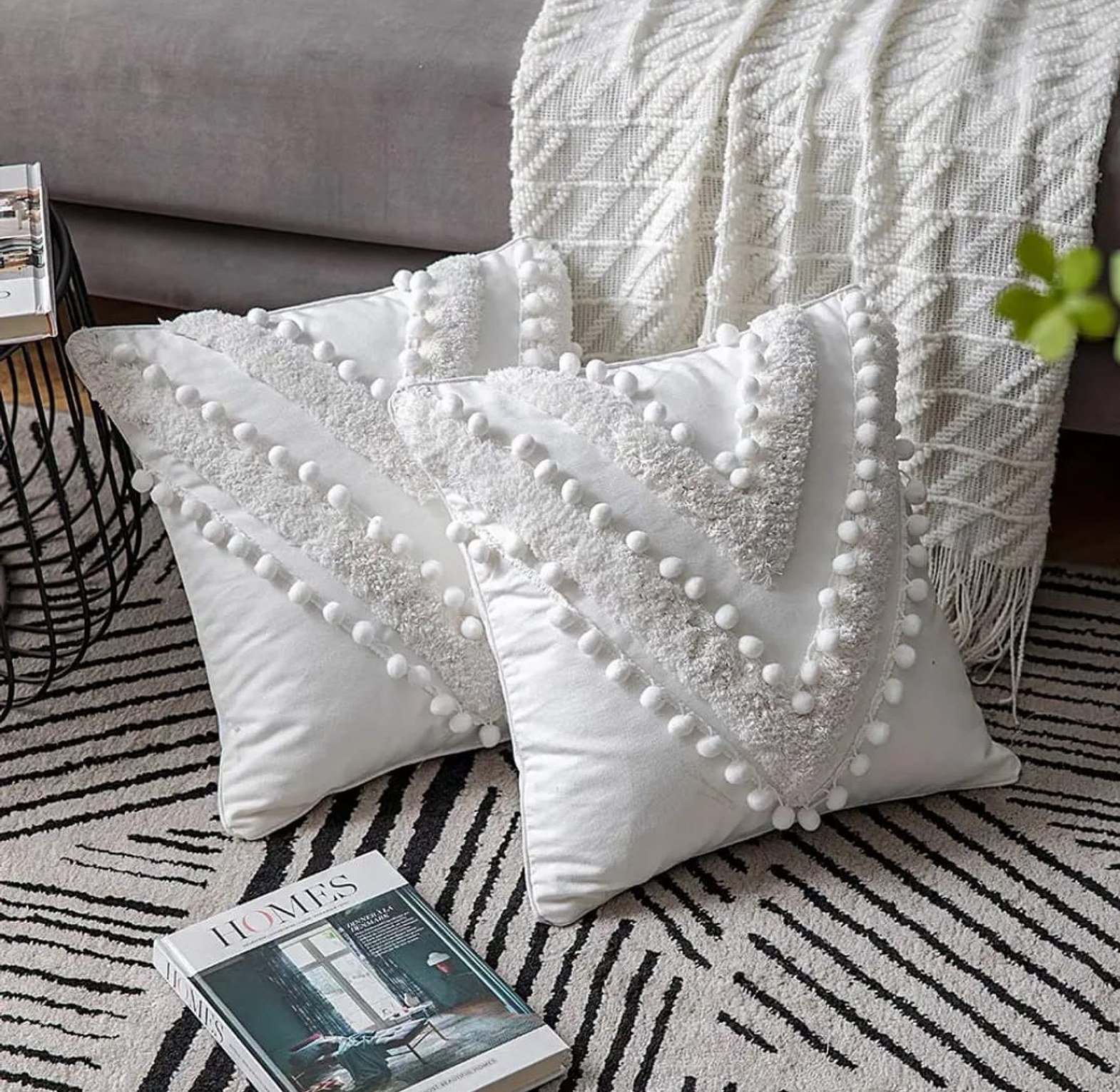 White Tufted Throw Pillow Cover image