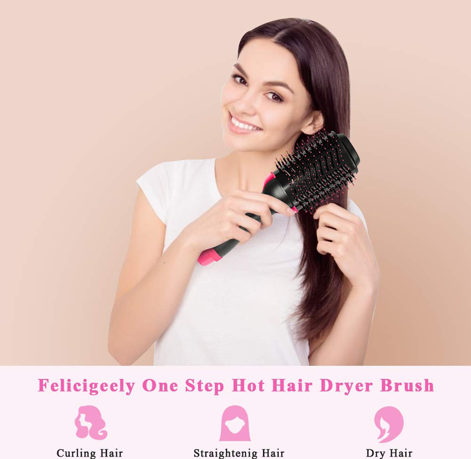 4 in 1 Hot Air Brush, Hair Curler, Straightener, Dryer, Brush image
