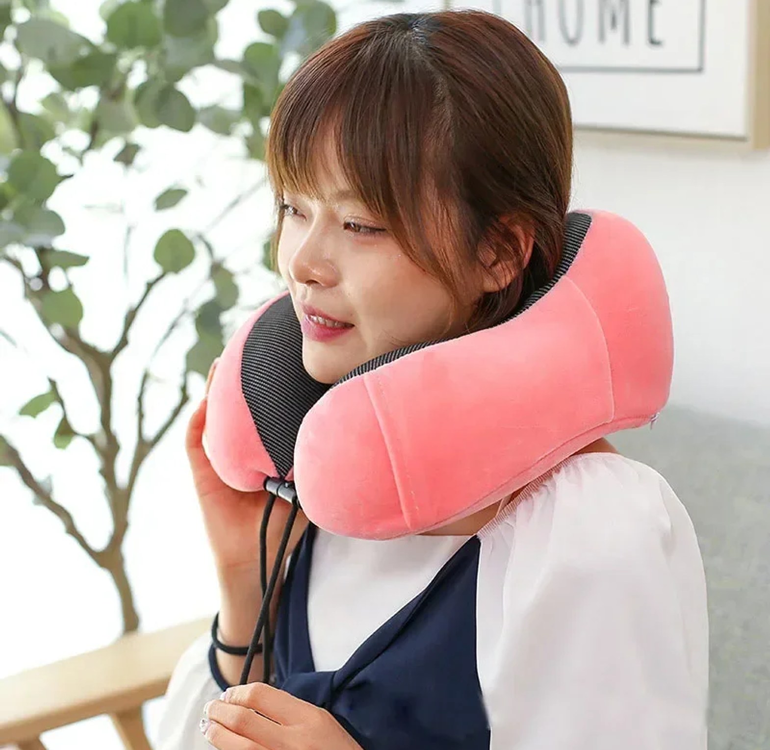 Ergonomic Memory Foam Travel Neck Pillow - Orthopedic Support Cushion for Car, Flight, and Office image