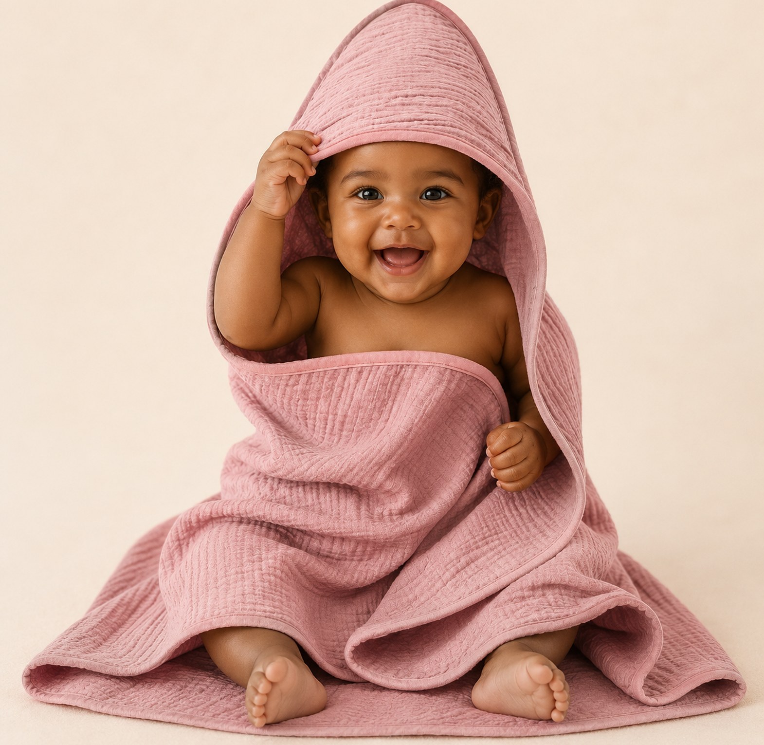 Premium Muslin Cotton Hooded Baby Towel image