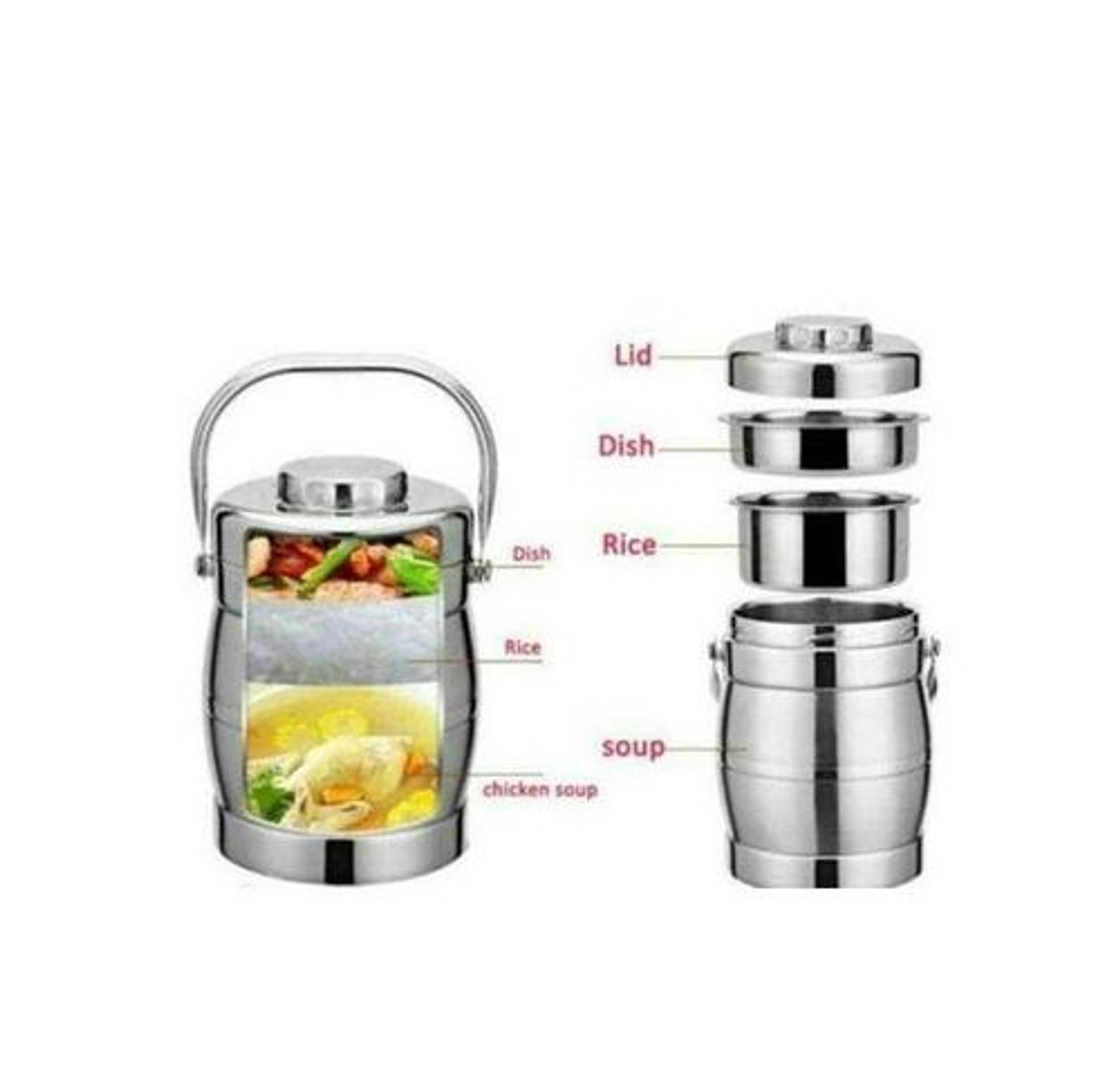 LUCH BOX. Jamespot STYLISH Stainless Steel Double Wall Thermal Vacuum Food Flask image