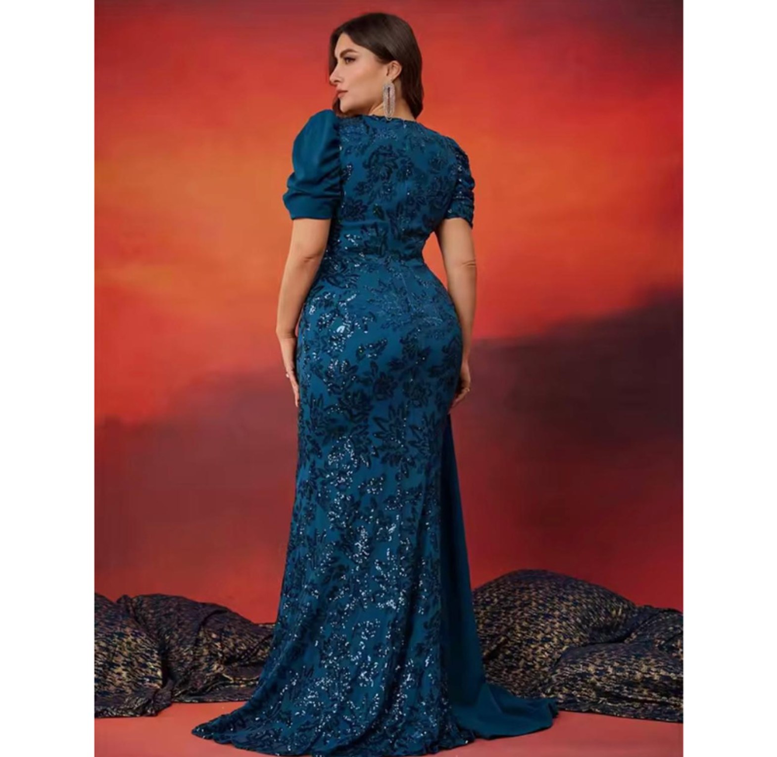 Gilded Elegance Sequin Overlay Gown image