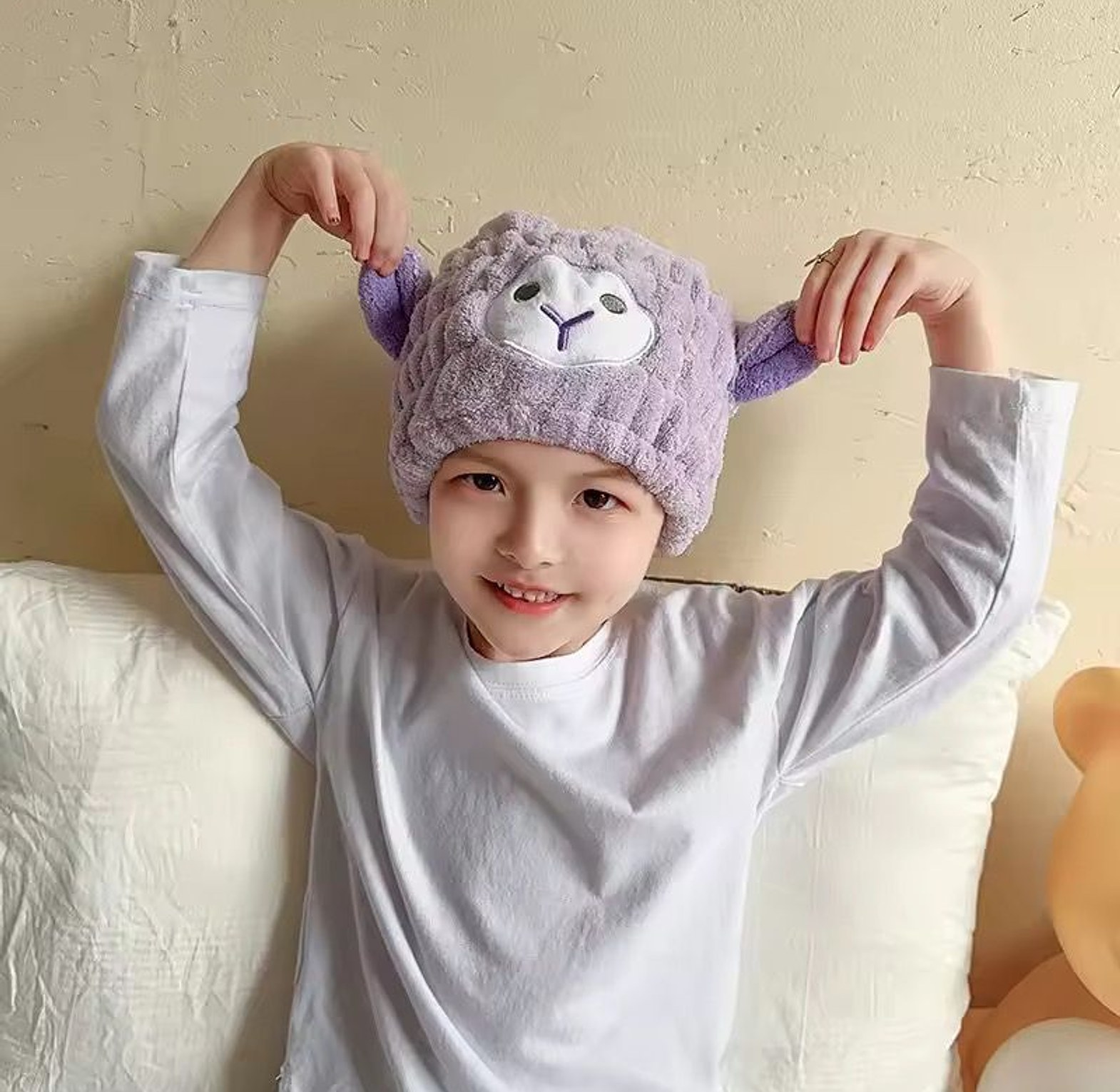 Sheep microfiber dry hair towel image